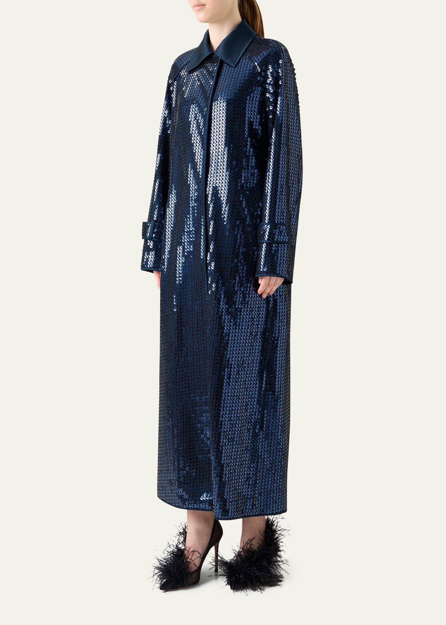 Estelle Sequined Chiffon Maxi Coat - 4