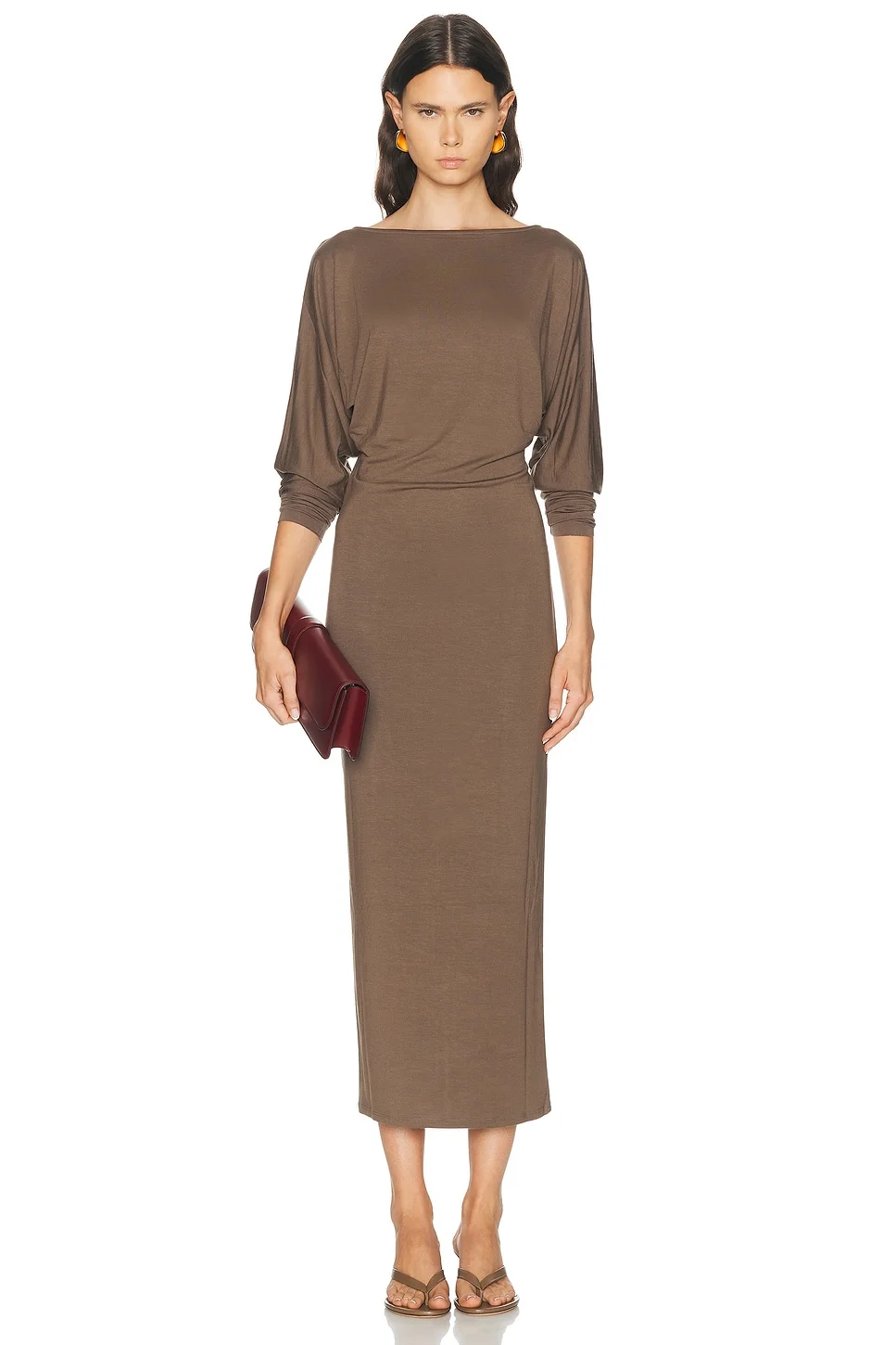 Long Sleeve Soft Jersey Midi Dress - 1