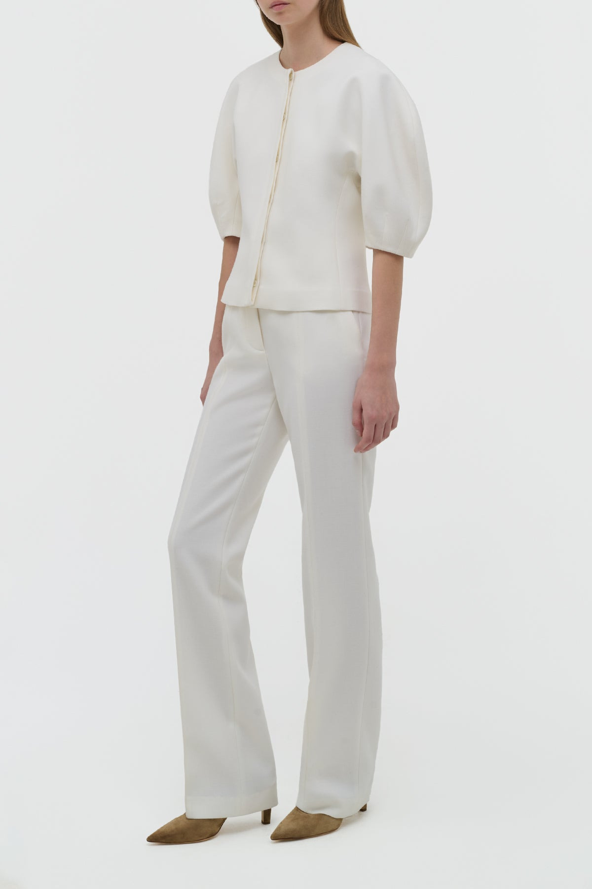 Waverly Top in Ivory Recycled Wool - 3