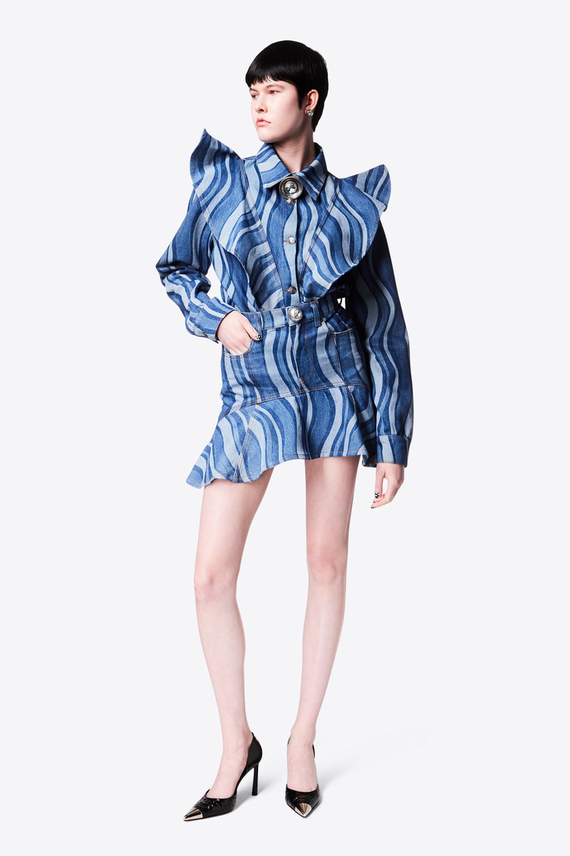 SUNRAY DENIM RUFFLE BIB 시 3