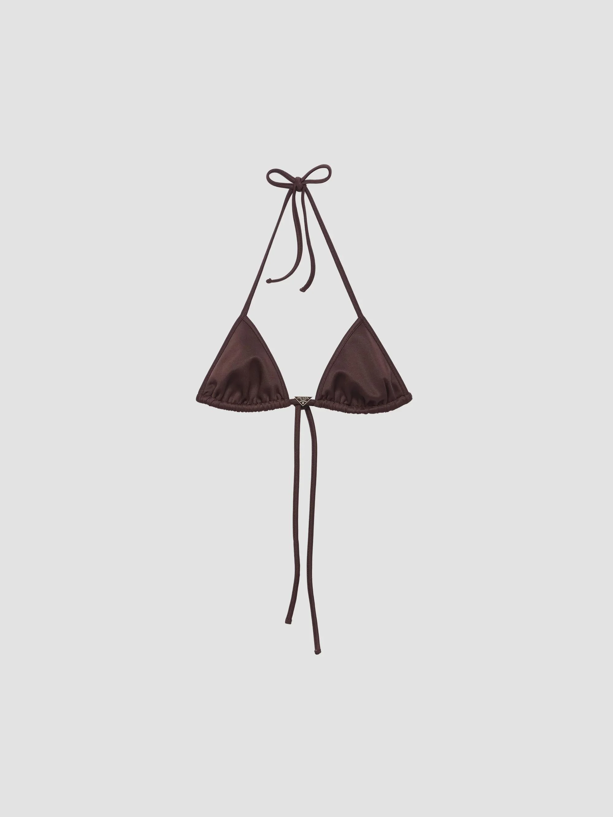 Women's Interlock Fabric Triangle Bikini Top - Brown - 1