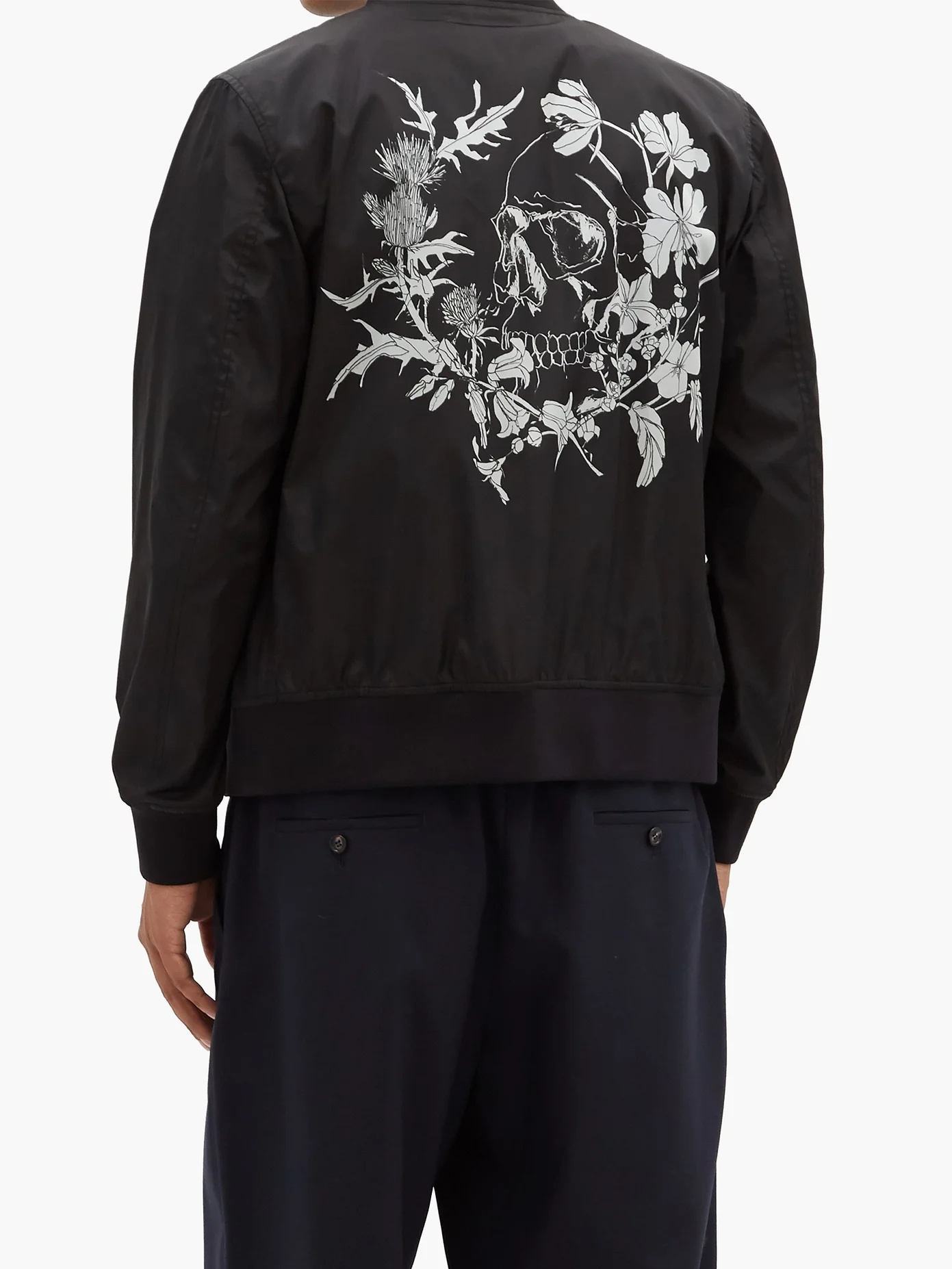 Floral and skull-print shell bomber jacket - 2