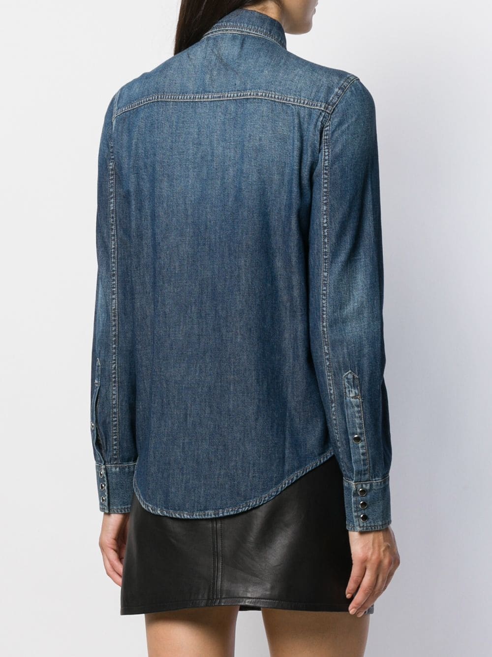 ruffled front denim shirt - 4