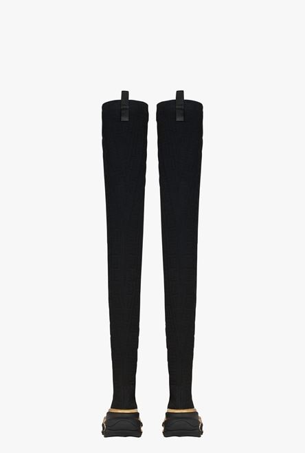 Black knit and suede B-Bold thigh-high sneakers - 3