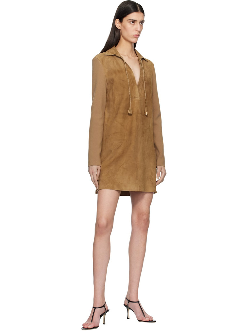 TOM FORD Tan Lamb Suede Interlock Knit Polo Minidress outlook