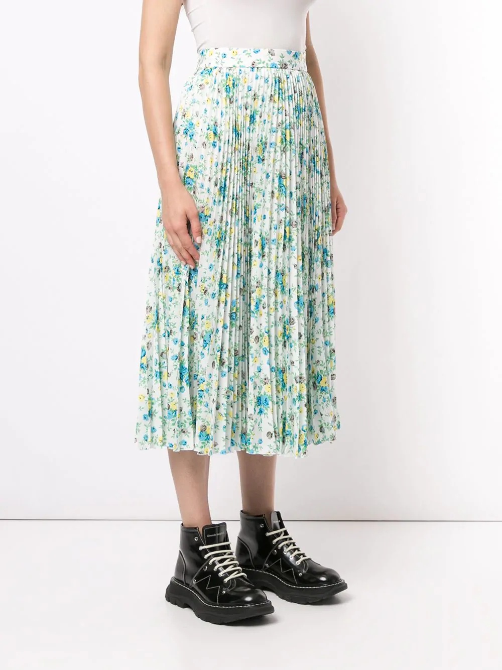 floral print pleated midi skirt - 3