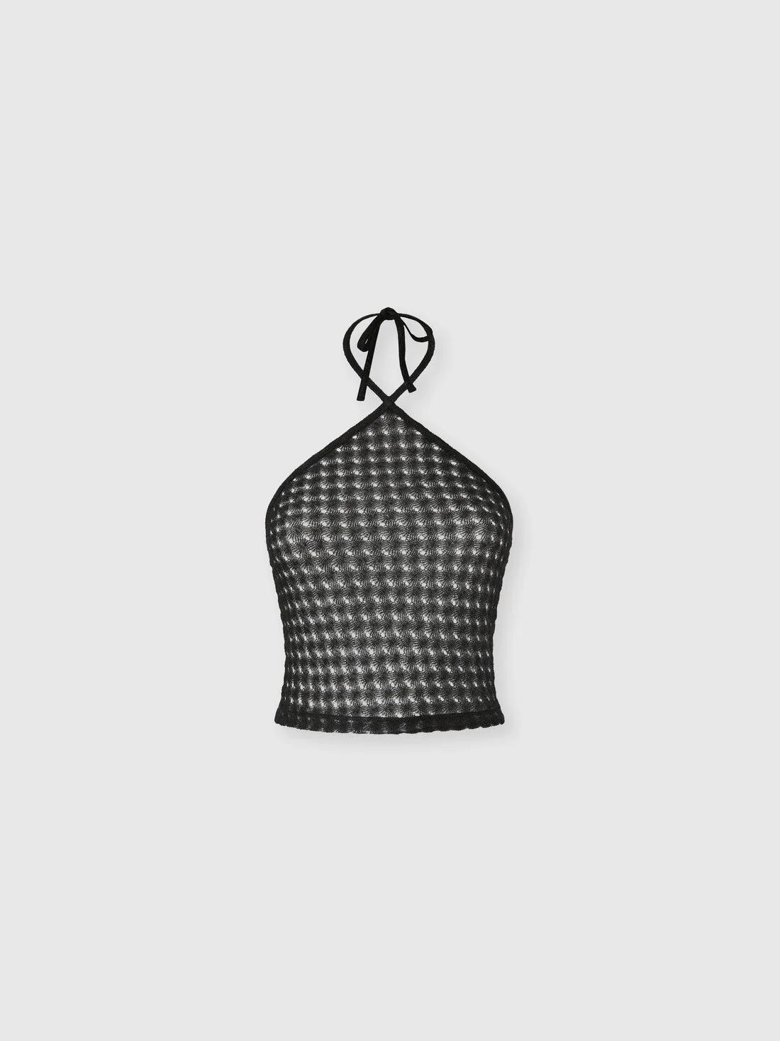 Top in lamé viscose with raschel workmanship and halter neckline - 1