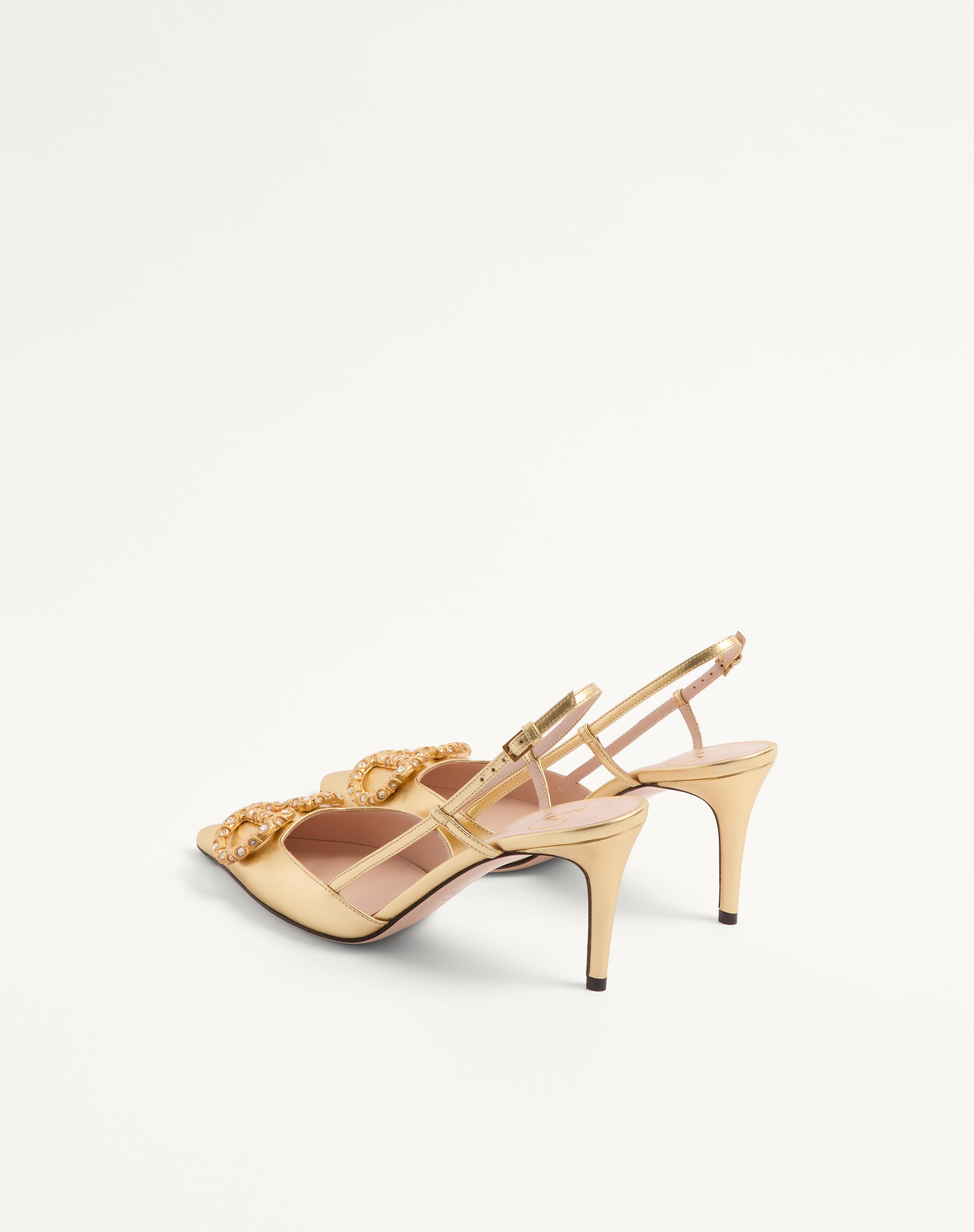VLOGO SIGNATURE SLINGBACK PUMP IN LAMINATED NAPPA LEATHER 80MM - 6