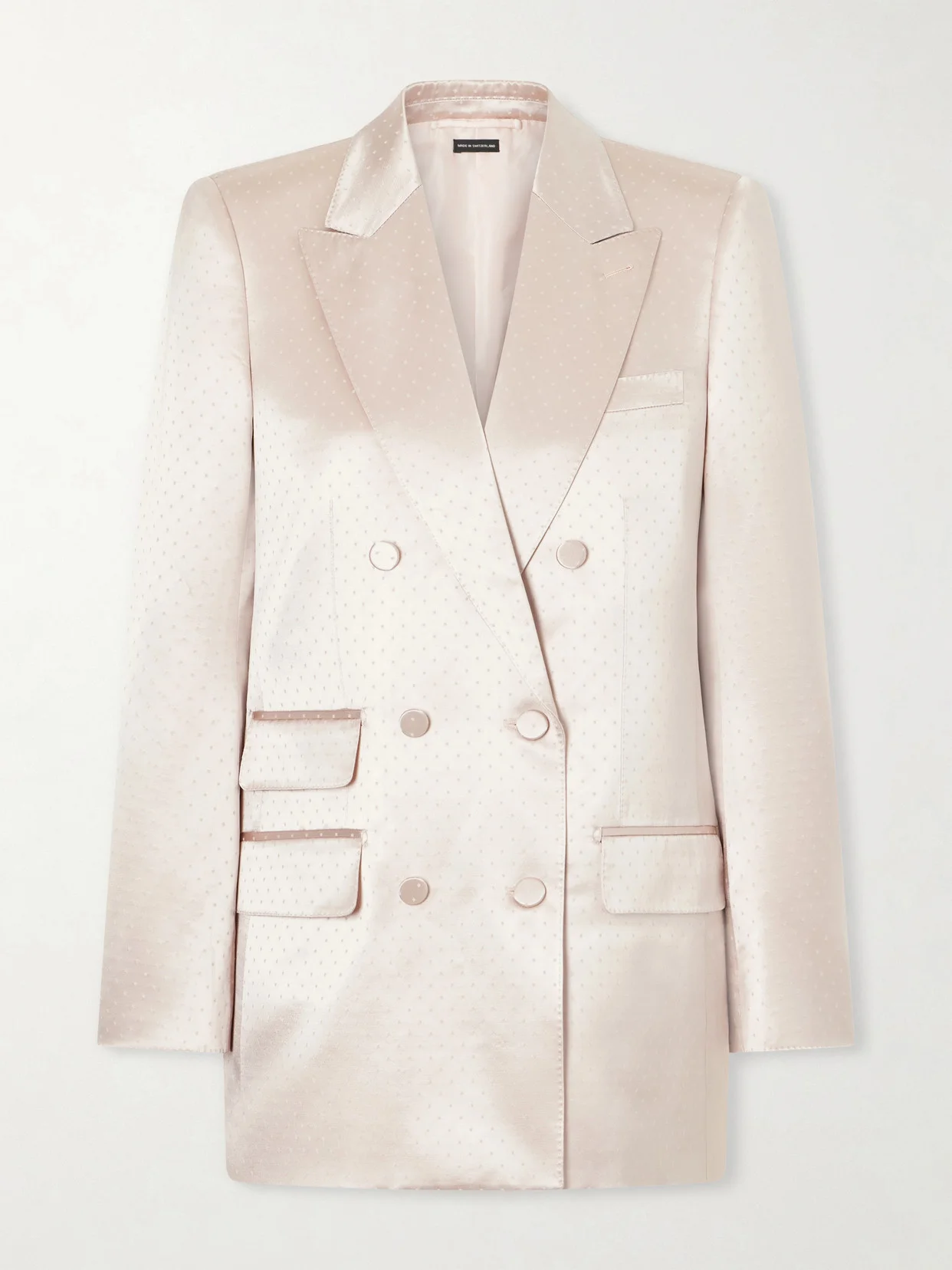 Double-breasted Polka- Dot Satin Blazer - 1