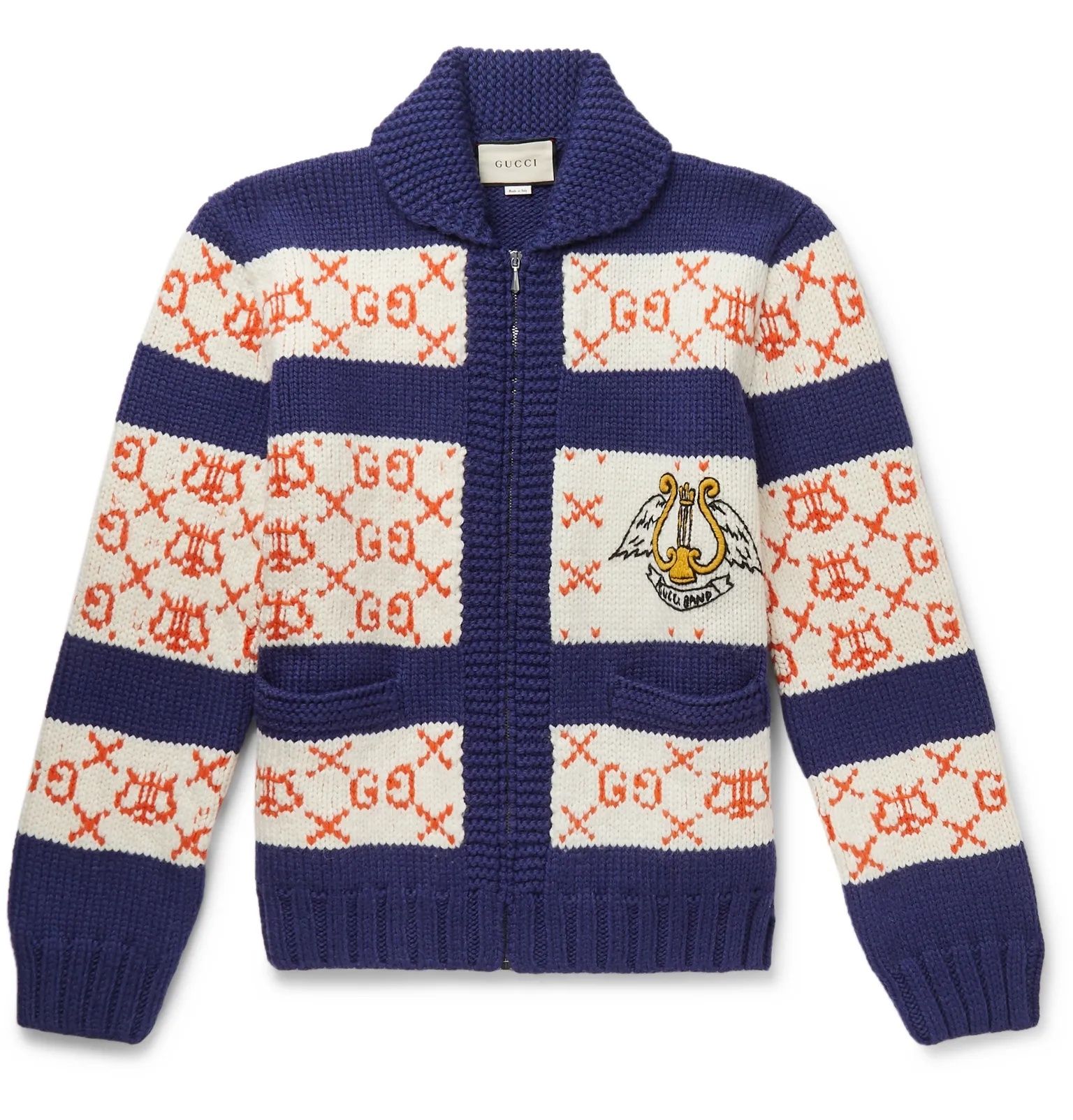 Intarsia Wool Bomber Jacket - 1