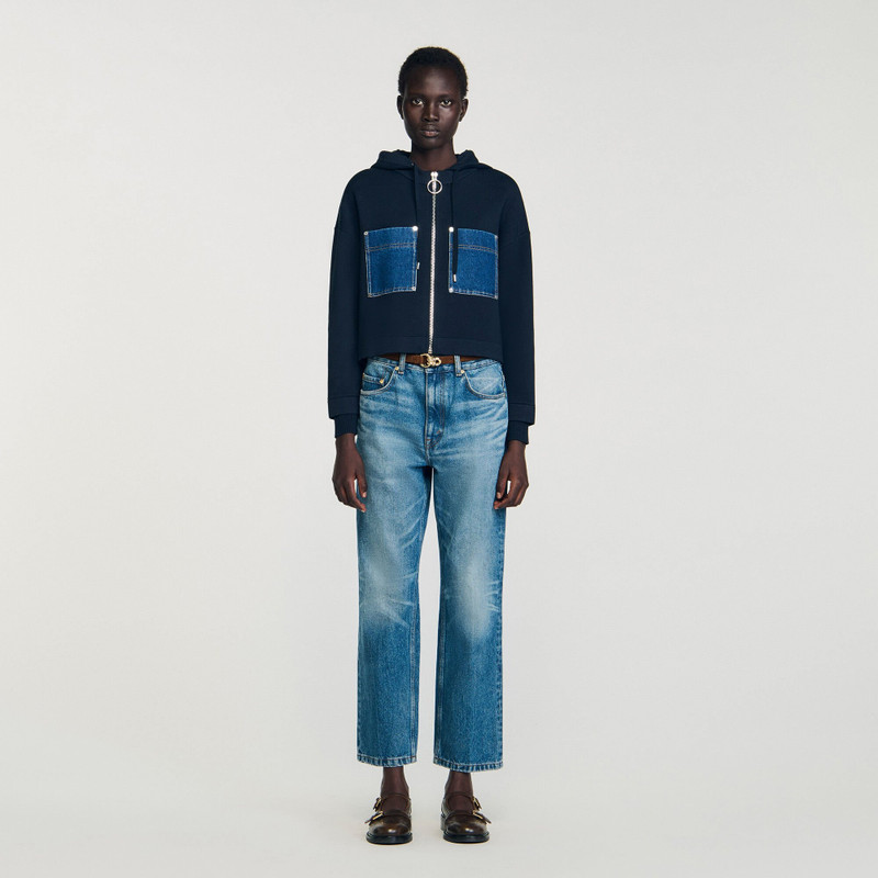 Sandro KNIT AND DENIM SWEATSHIRT outlook
