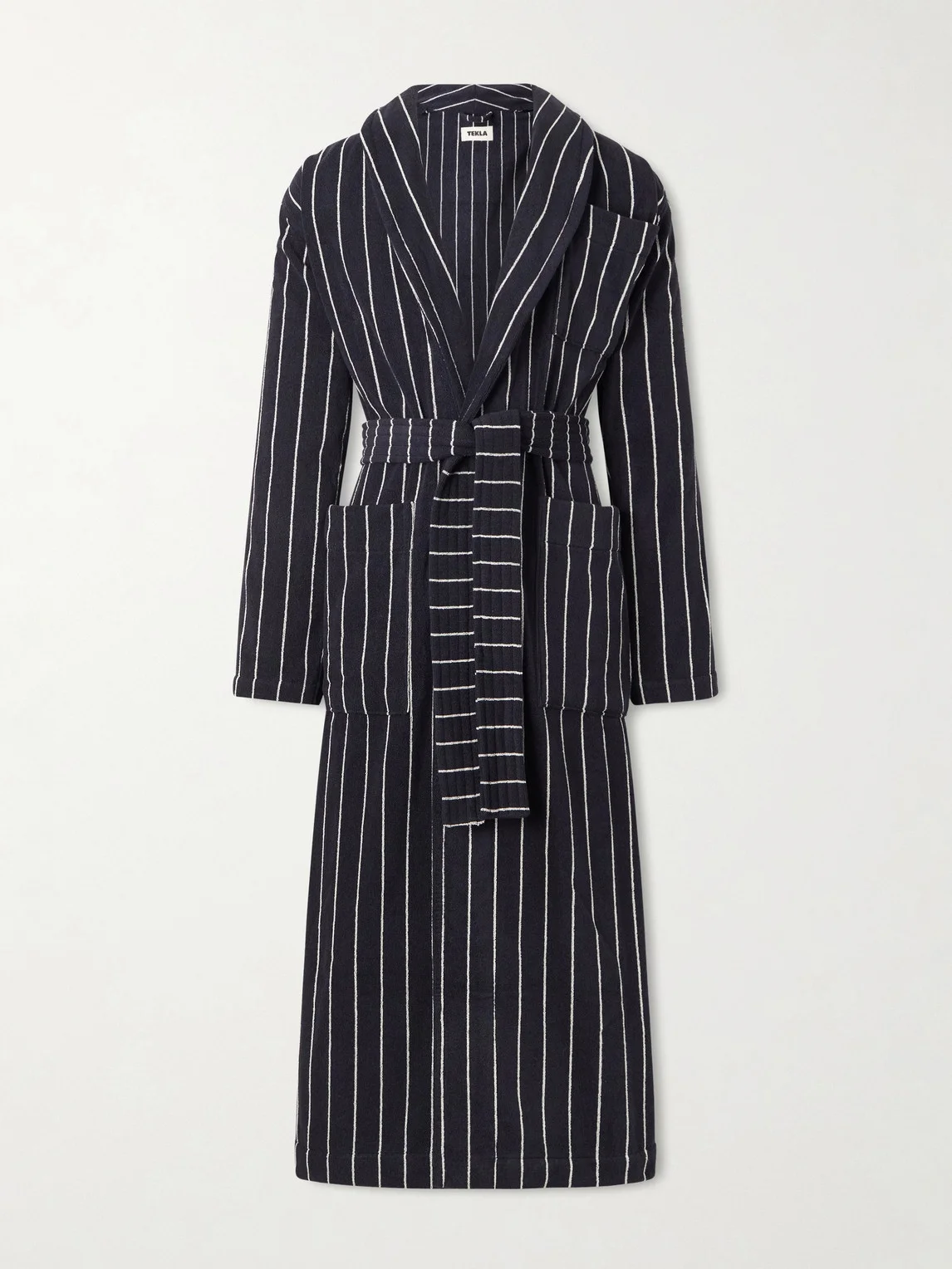 Belted Striped Organic Cotton-Terry Robe - 1