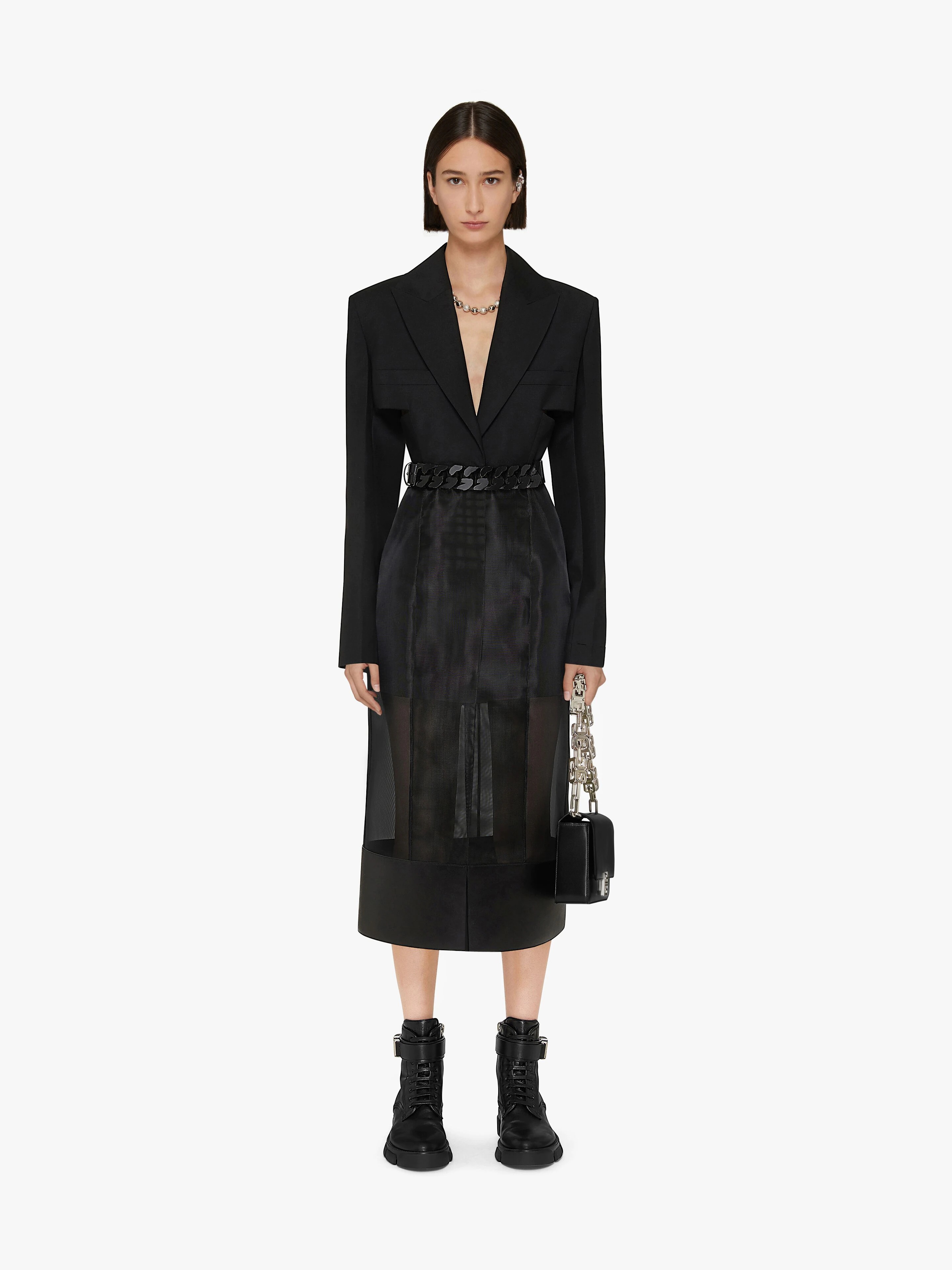 MULTI-MATERIAL COAT WITH CUT OUT - 2
