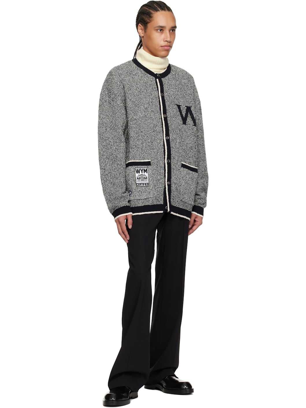 Black Wool Straight Pants - 4