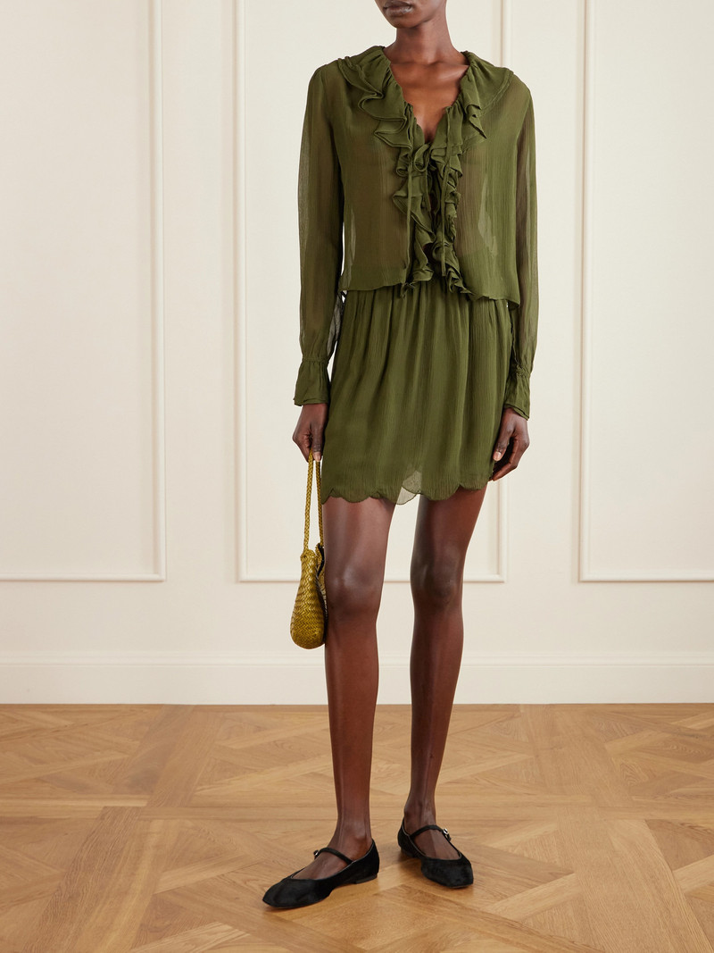 BODE Mab Scalloped Gathered Silk-crepon Mini Skirt outlook