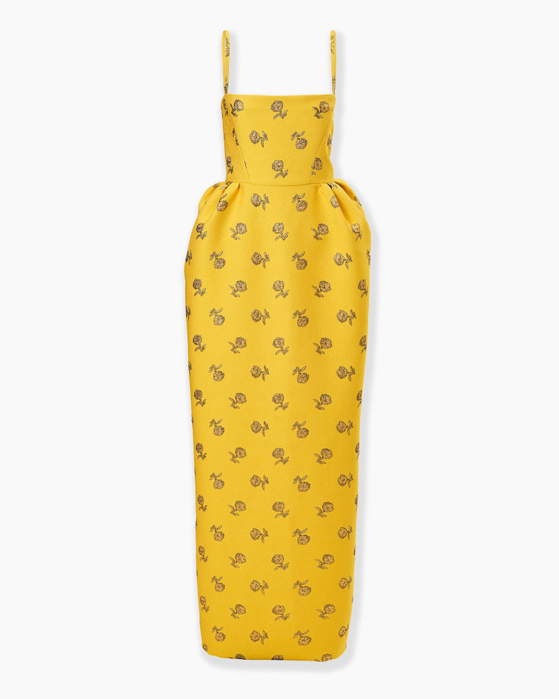 Carnation Jacquard Bell-Shaped Gown 1