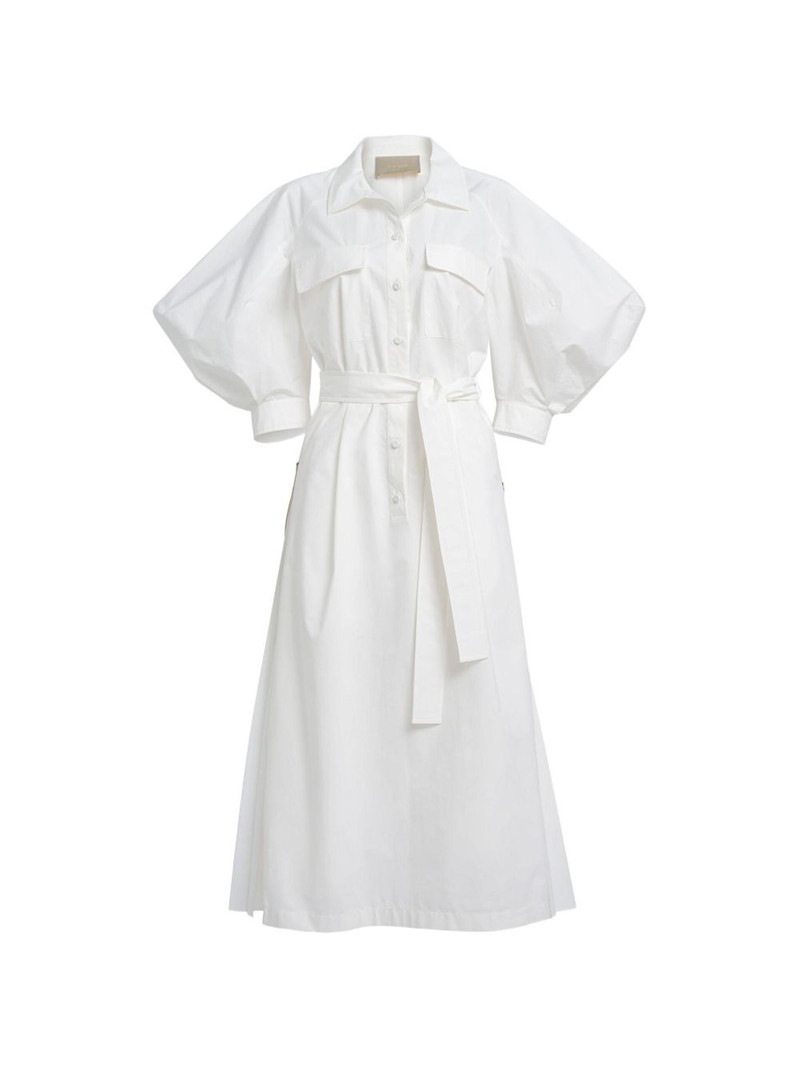 pleated puff-sleeve dress 1