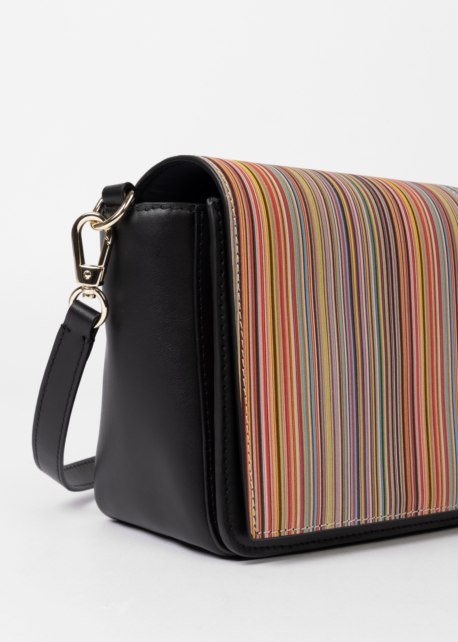 Leather 'Signature Stripe' Flap Cross Body Bag - 6