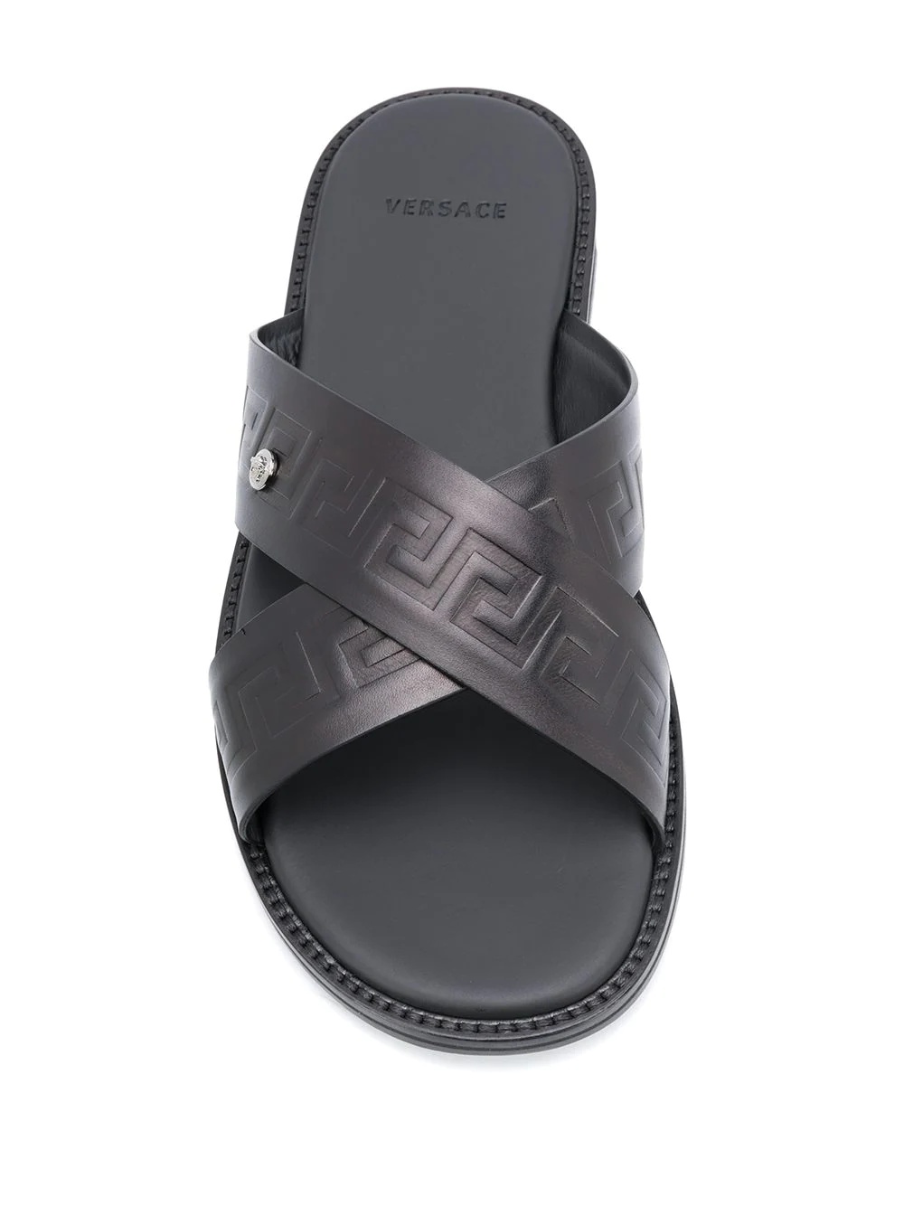 embossed Greca crossover strap sandals - 4