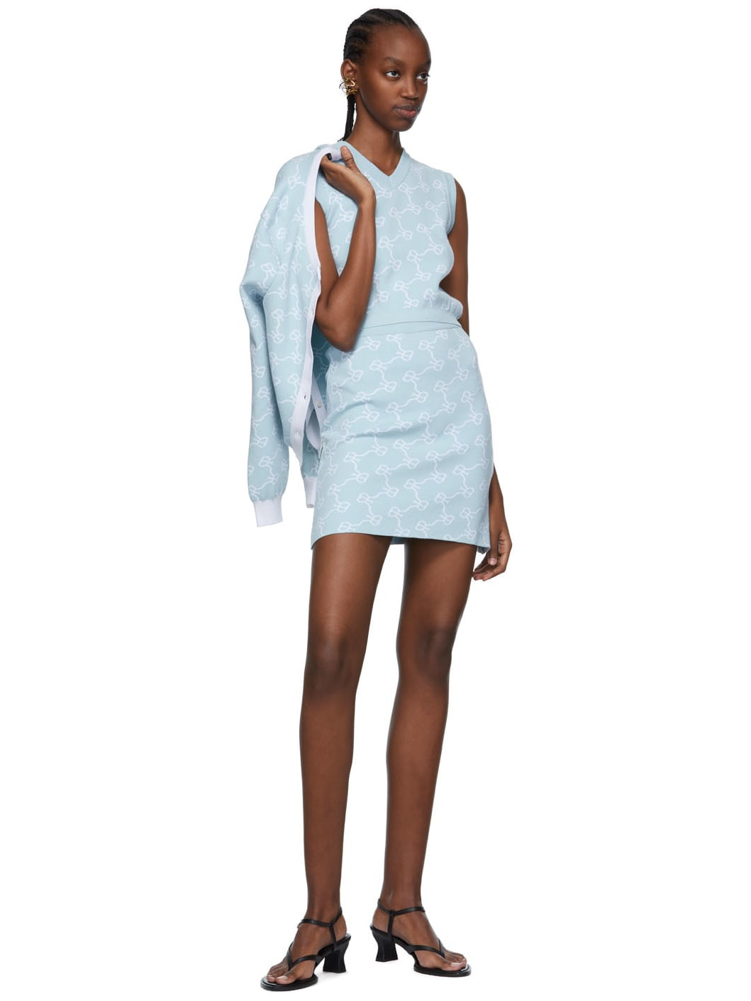 Blue Viscose Mini Skirt - 4