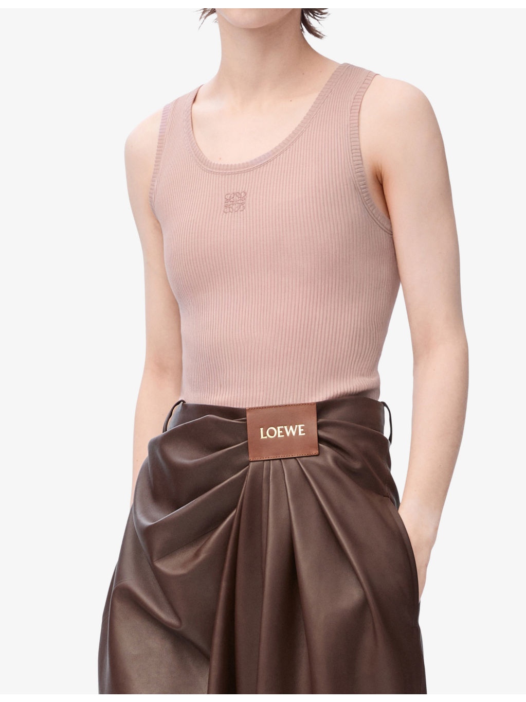 Anagram Ribbed Silk Fine-Knit Tank Top - 3