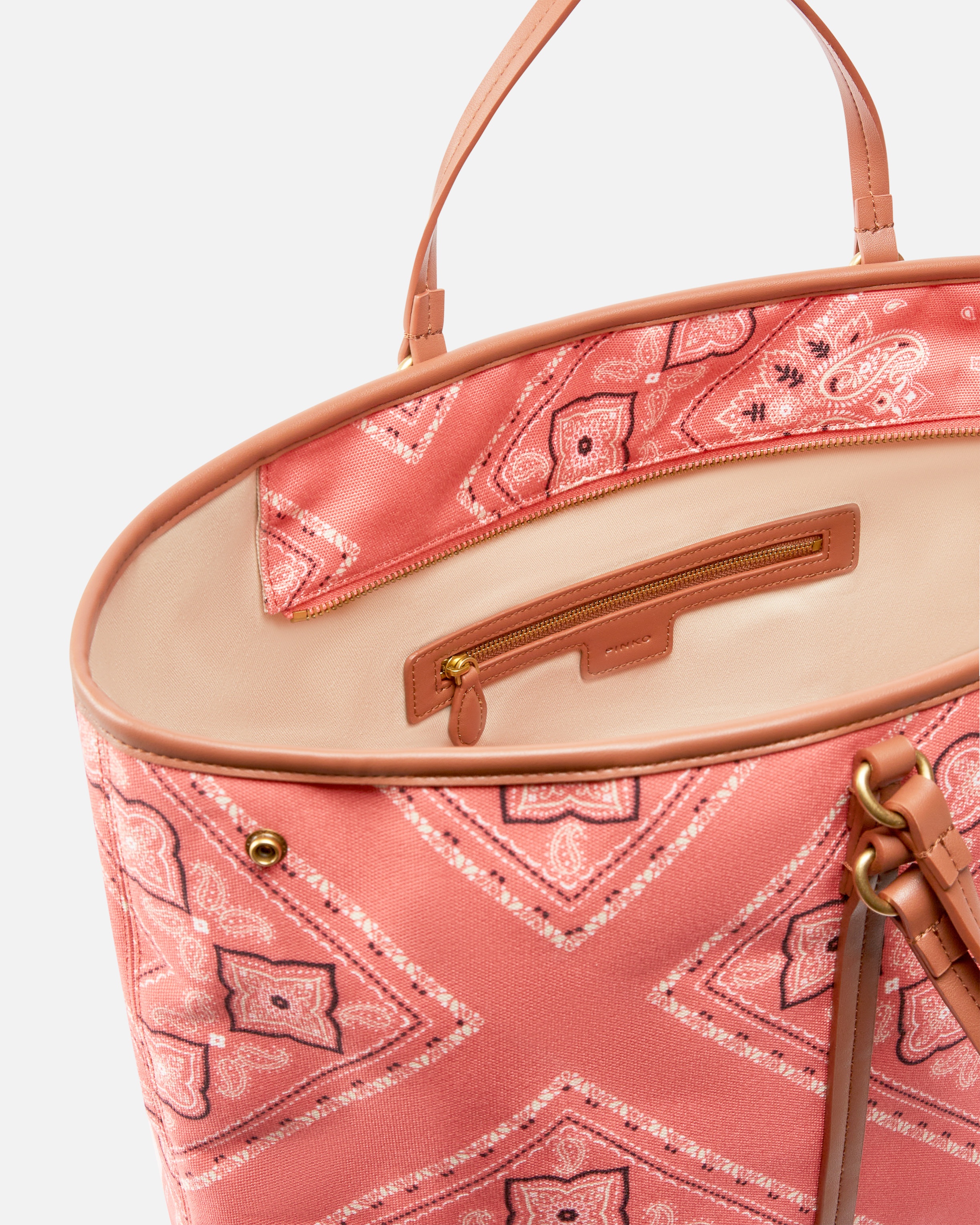 MAXI DOUBLE HANDLE SHOPPER BAG WITH BANDANA PRINT - 4