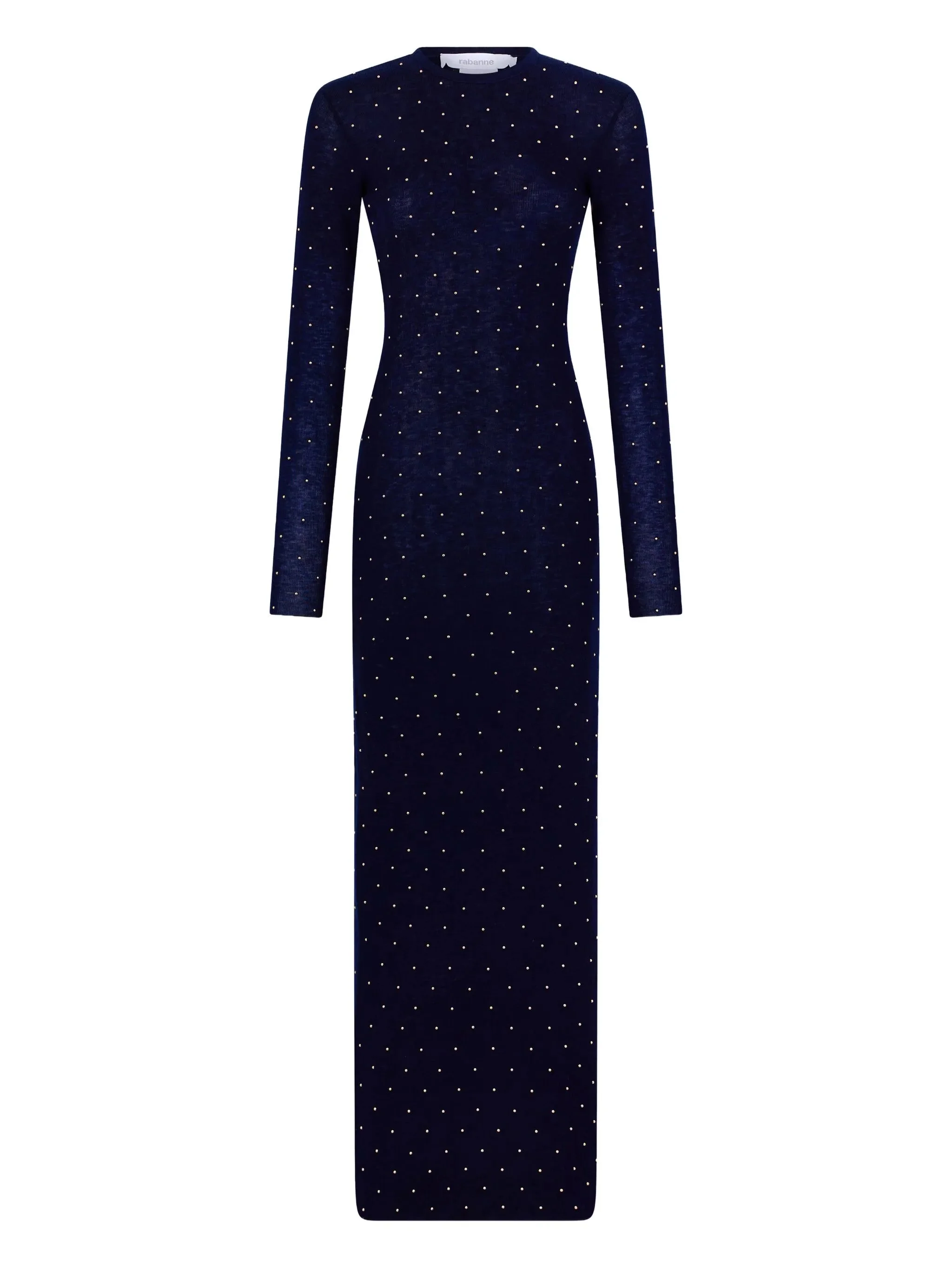 beaded long-sleeve gown - 1