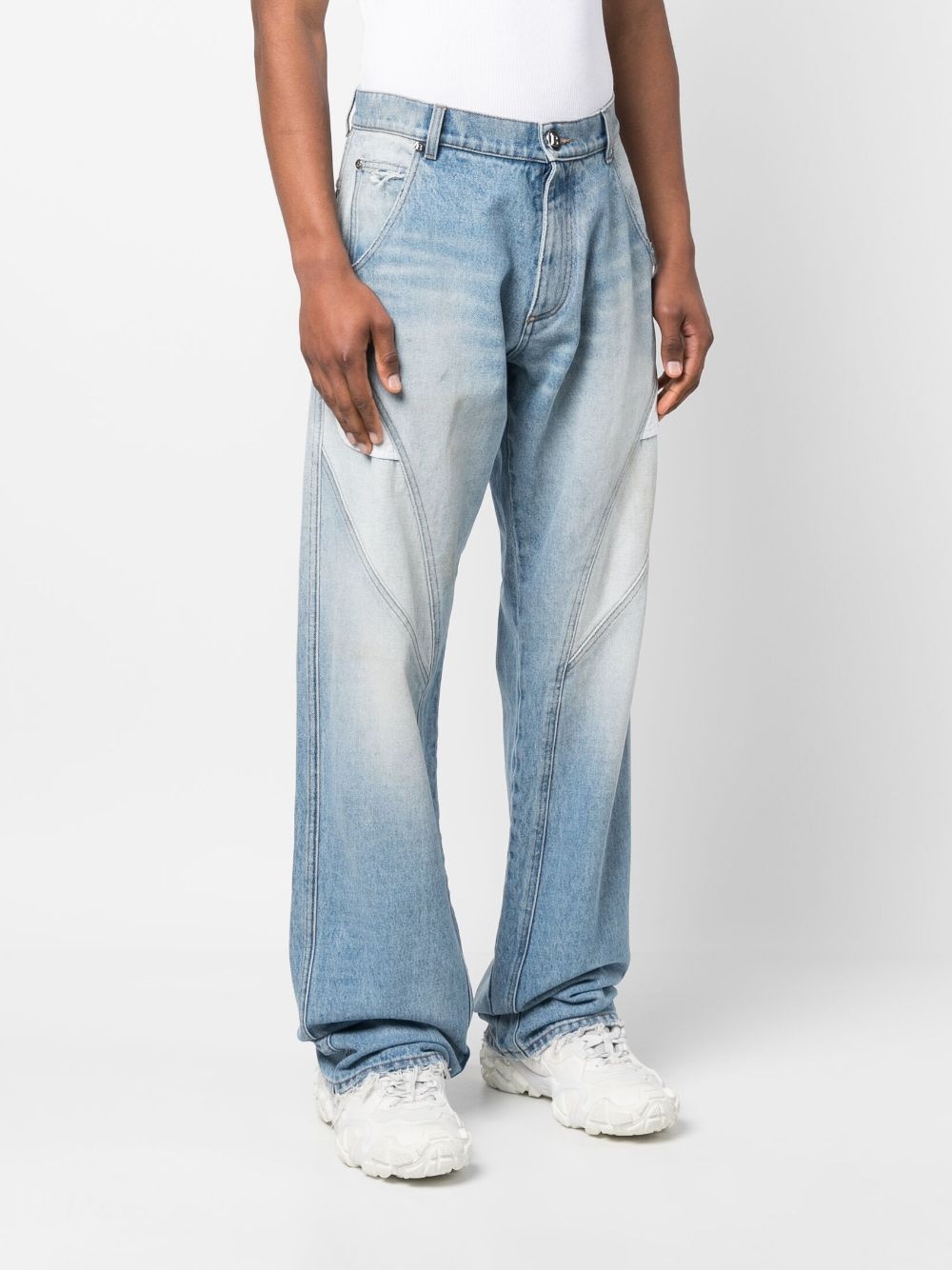 exposed-pocket cotton jeans - 3