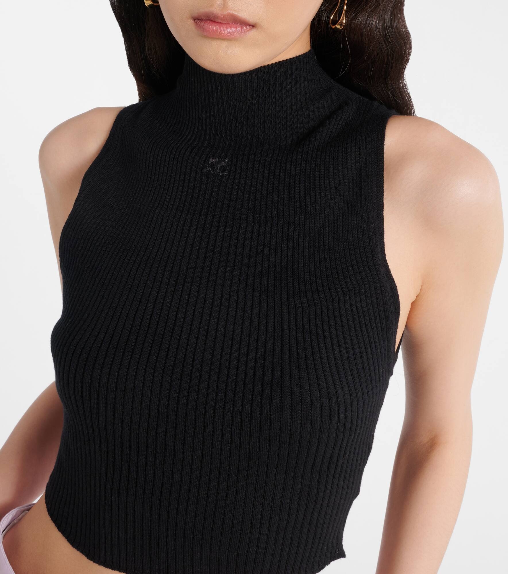 Ribbed cotton and wool tank top - 4