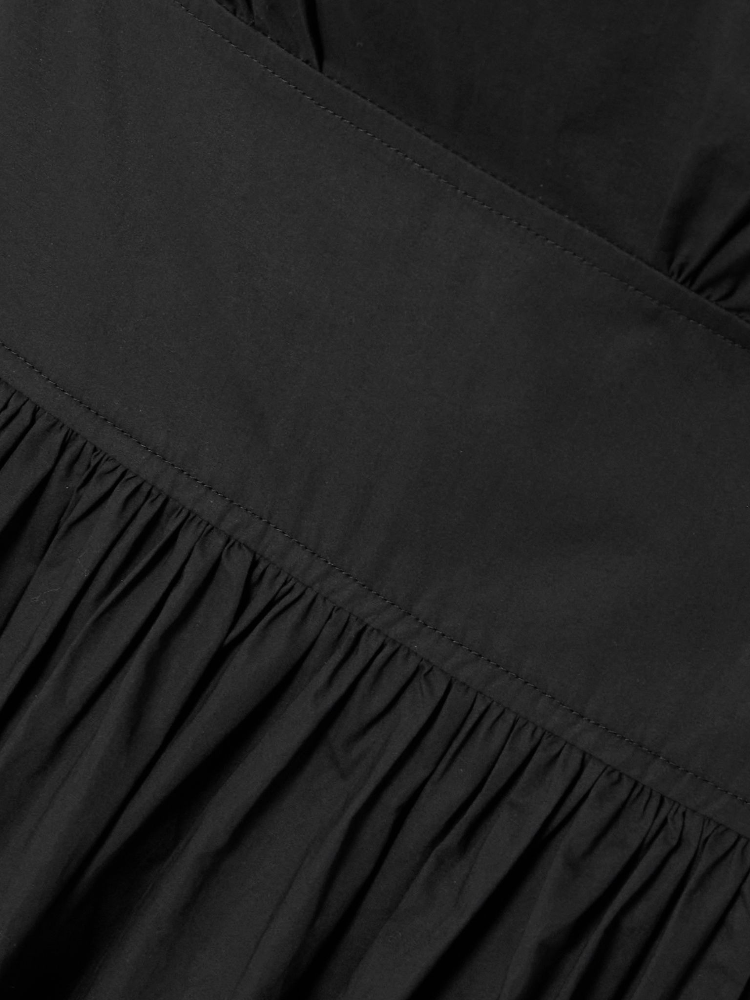 Gathered organic cotton midi dress Black - 4