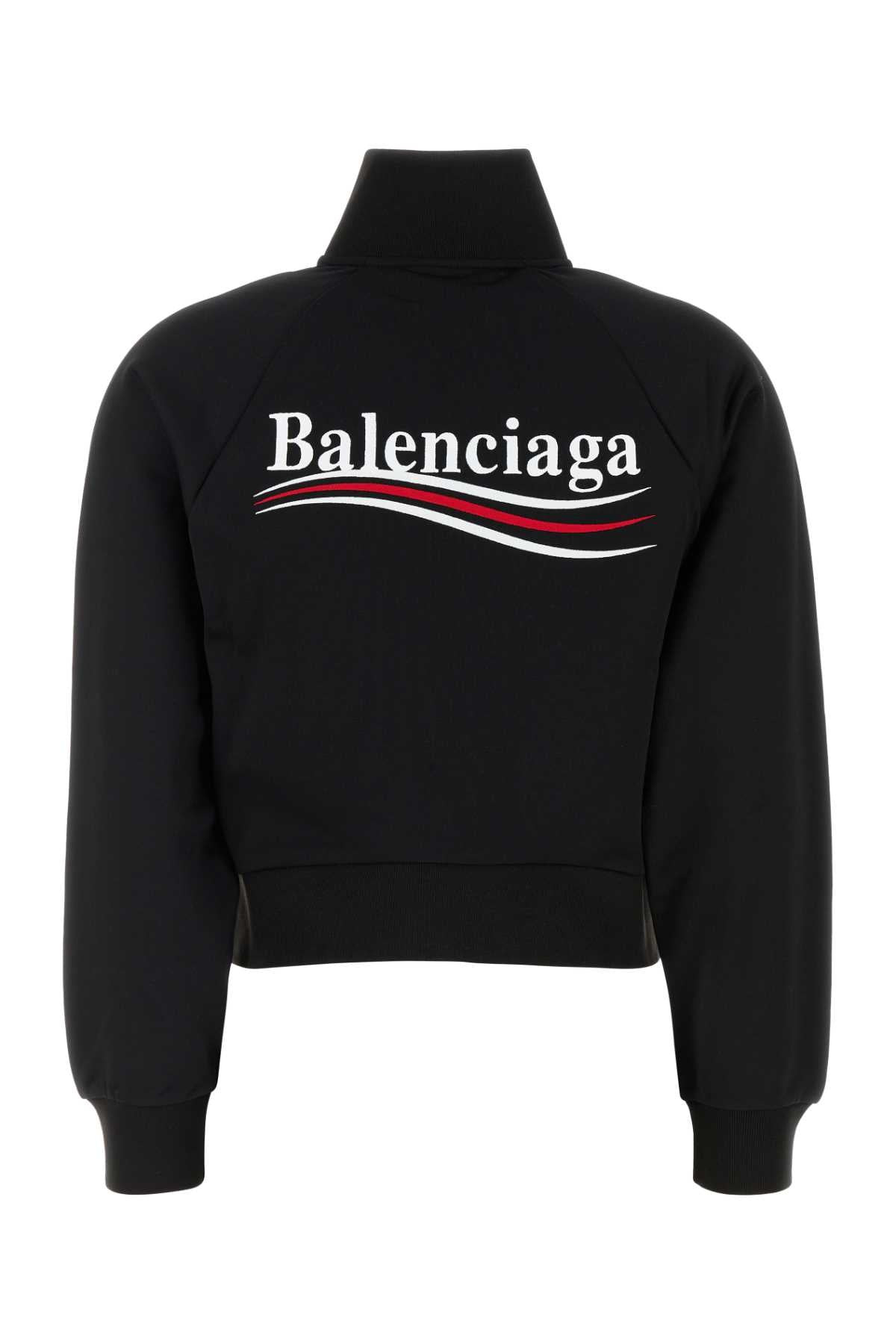 Balenciaga Women Black Nylon Ben Sweatshirt - 2