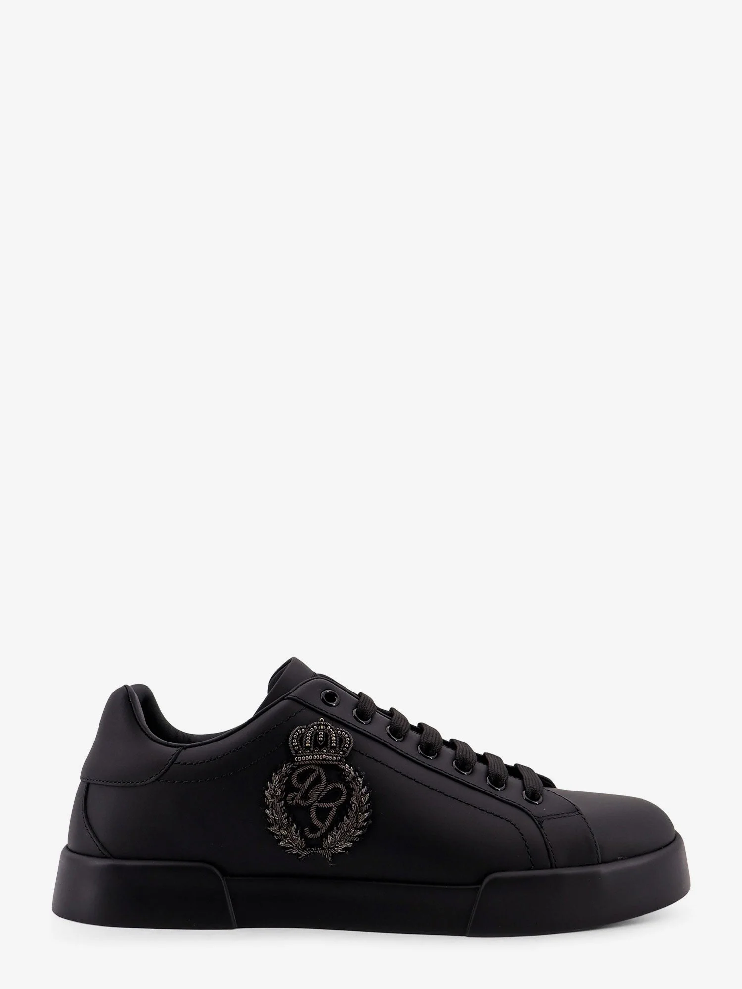 Dolce & Gabbana Men Leather Sneakers With Embossed Side Logo - 1