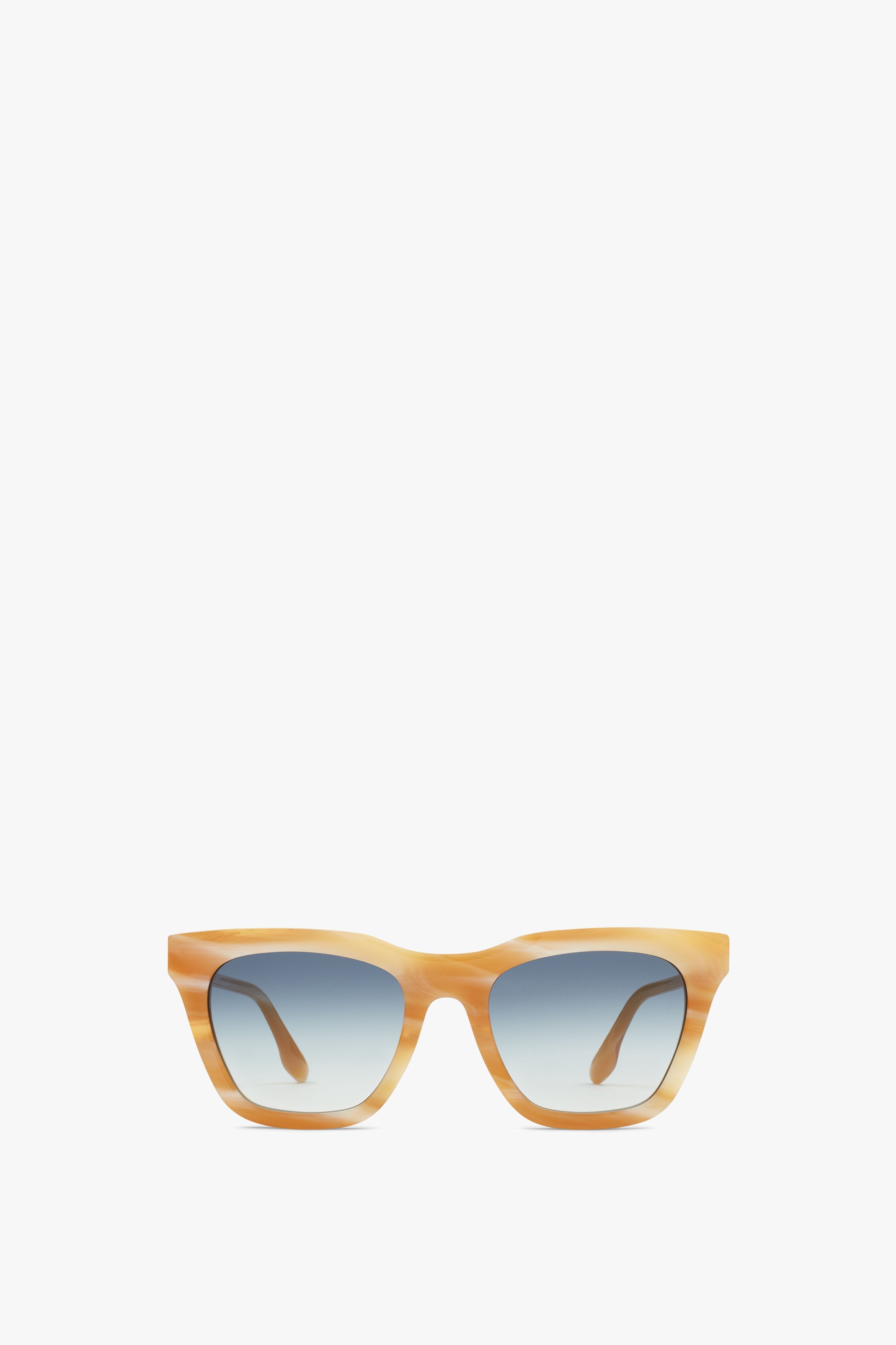 Rectangular Cat Eye Sunglasses In Honey Horn - 1