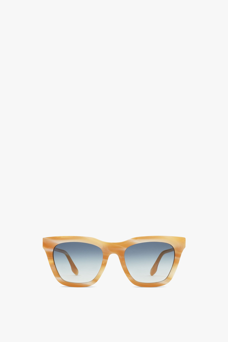 Rectangular Cat Eye Sunglasses In Honey Horn 1