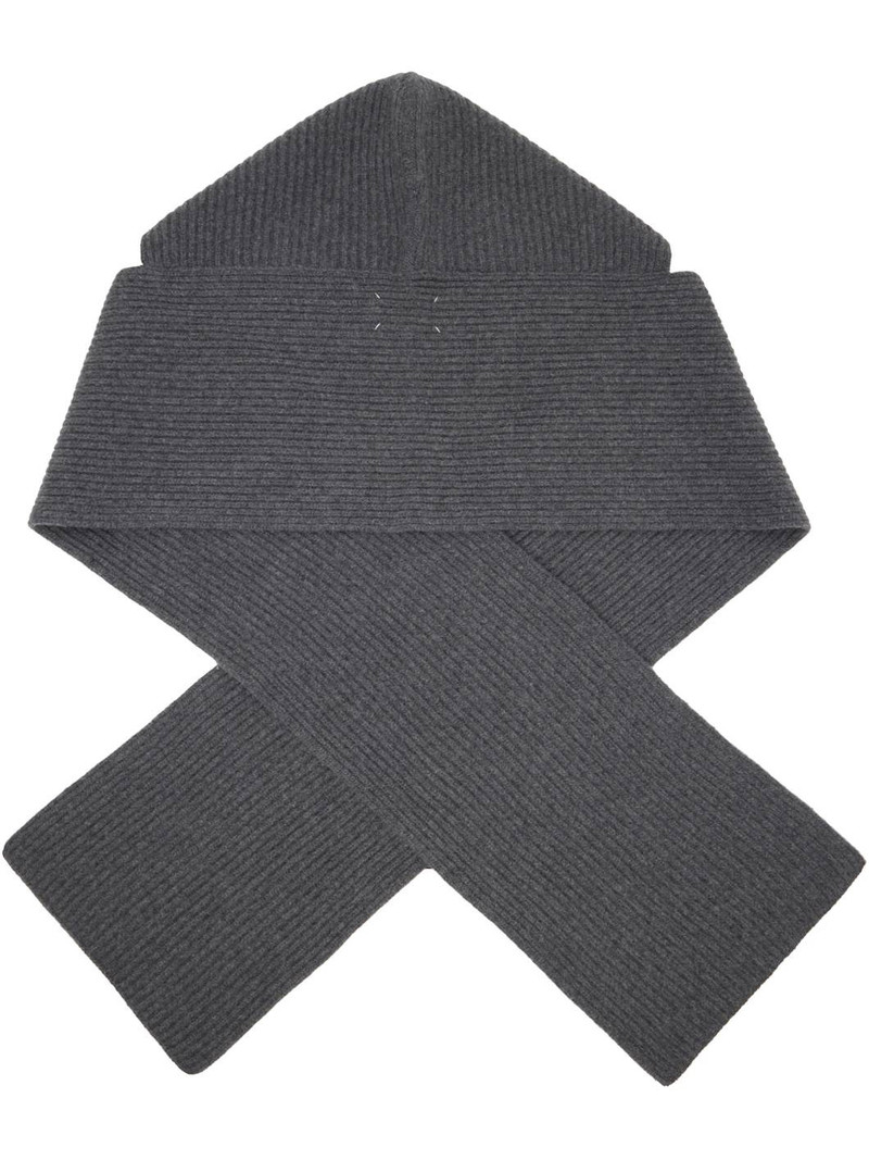 Maison Margiela Gray Wool Hooded Scarf outlook