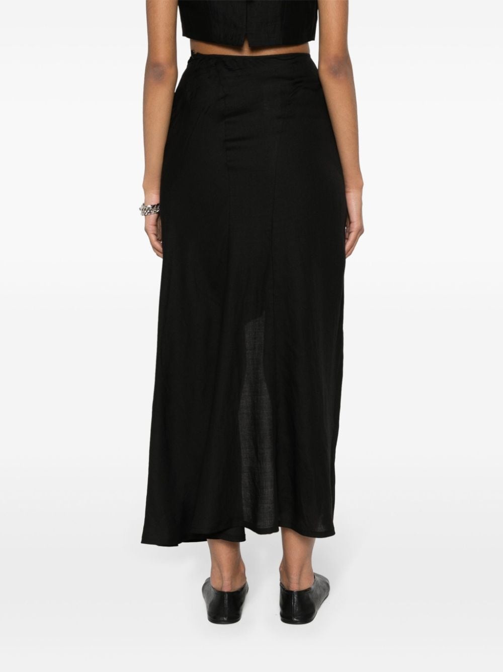 pleat-detail asymmetric skirt - 4