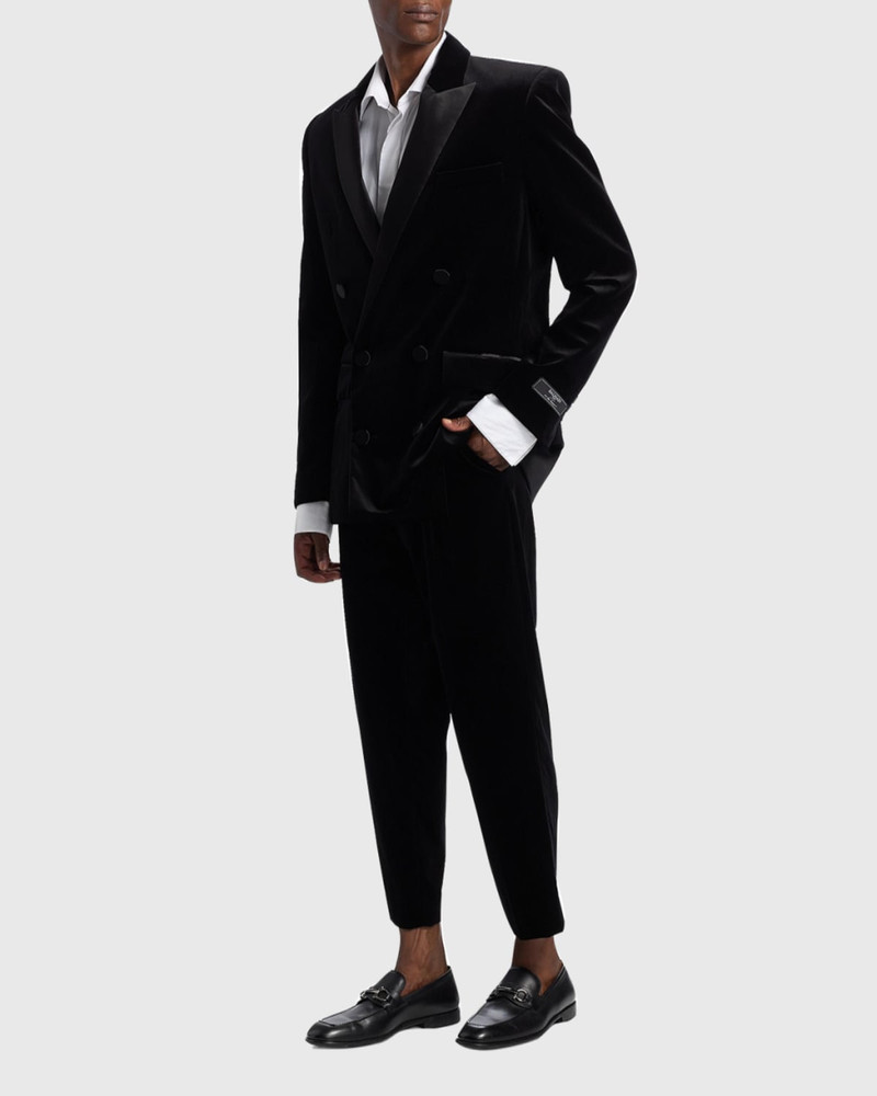 Balmain Men's Cotton Velvet Pleated Trousers outlook