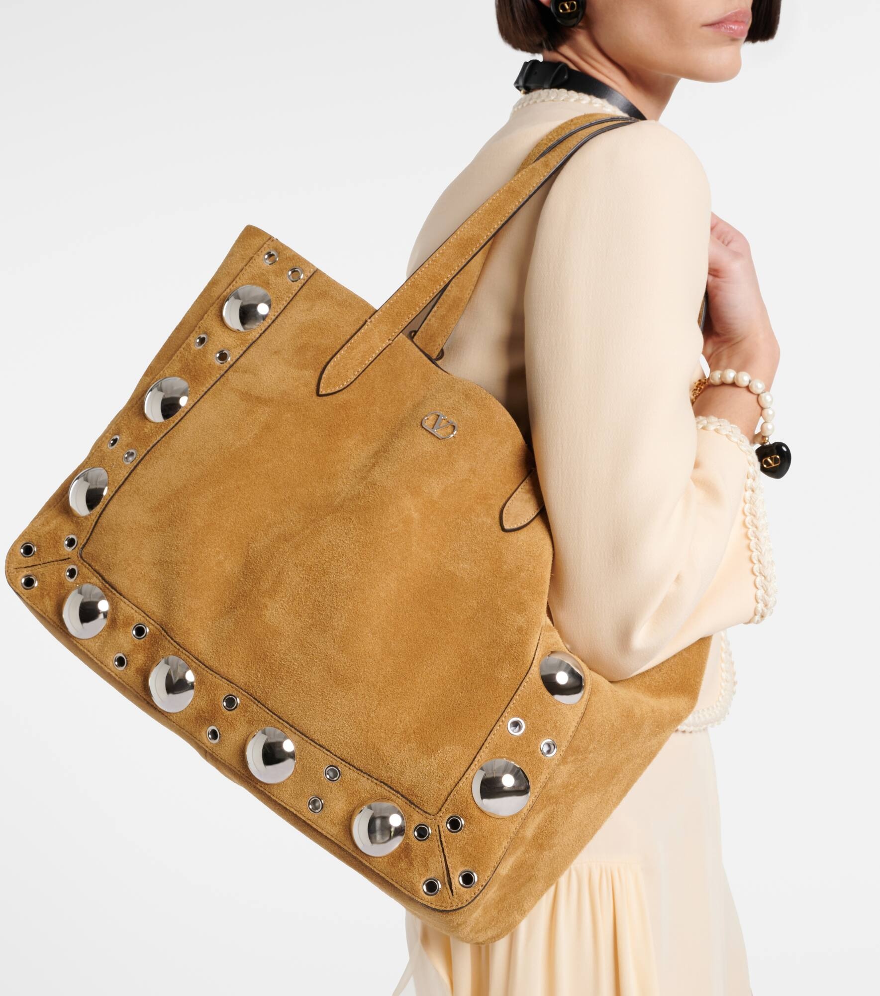Nellcôte Medium studded suede shopper - 2