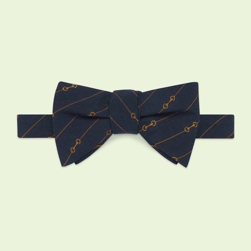 Horsebit striped wool bow tie 1