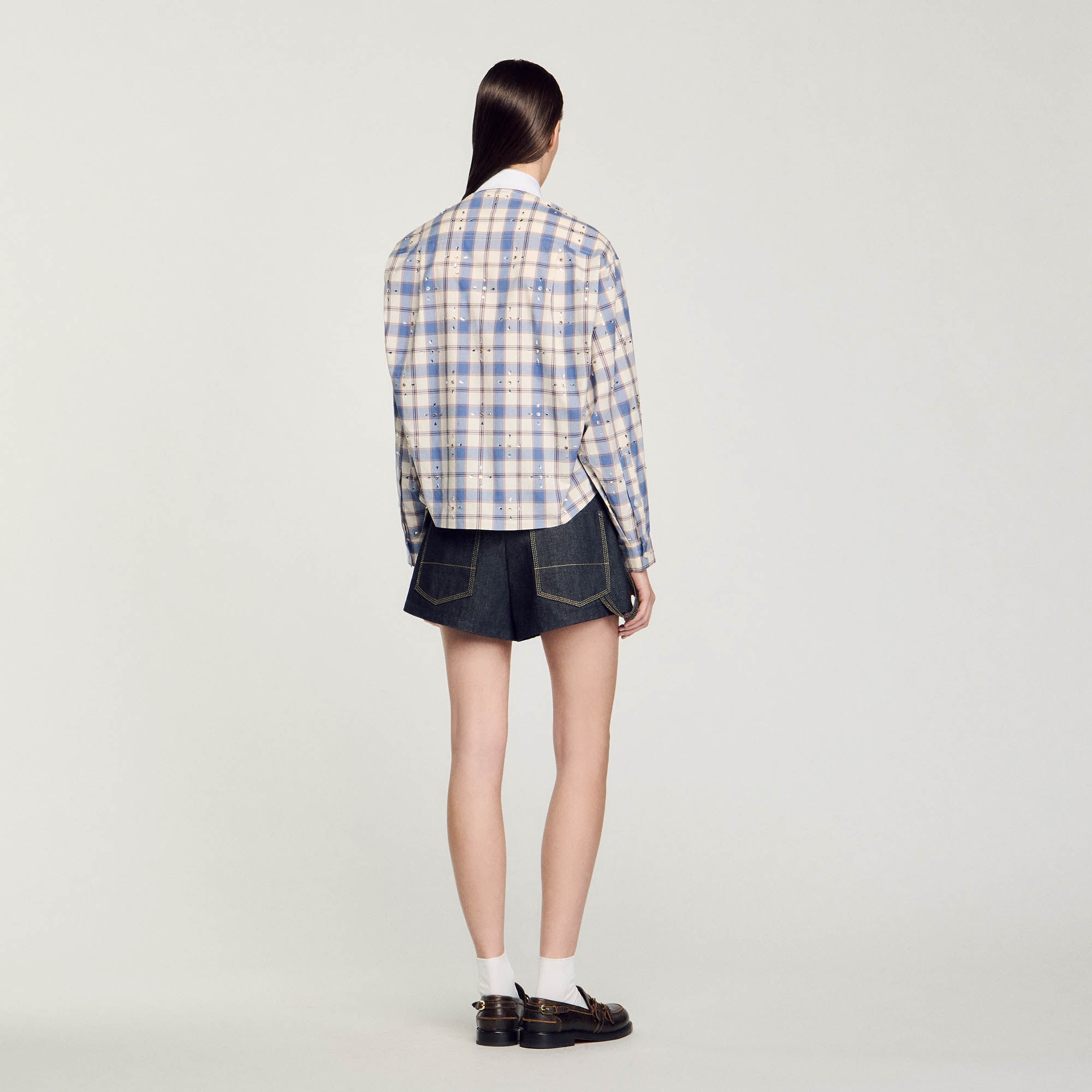 RHINESTONE CHECK SHIRT - 6