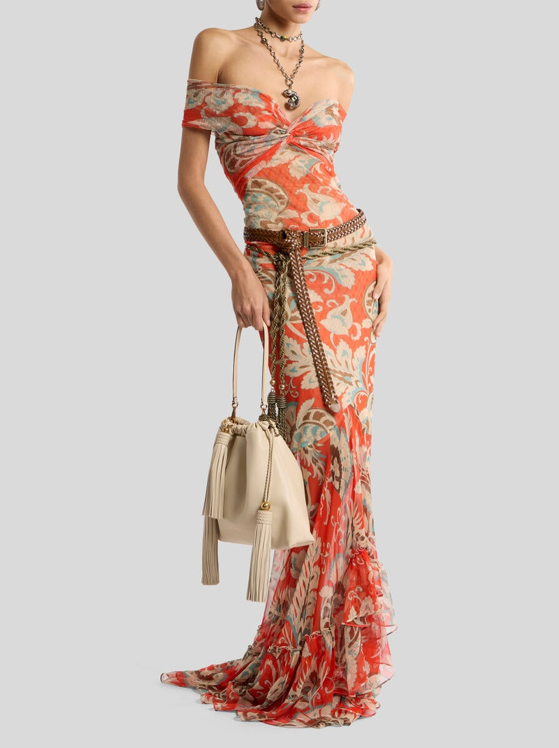 Etro LONG TULLE DRESS WITH OPEN SHOULDERS AND FLORAL MOTIF outlook