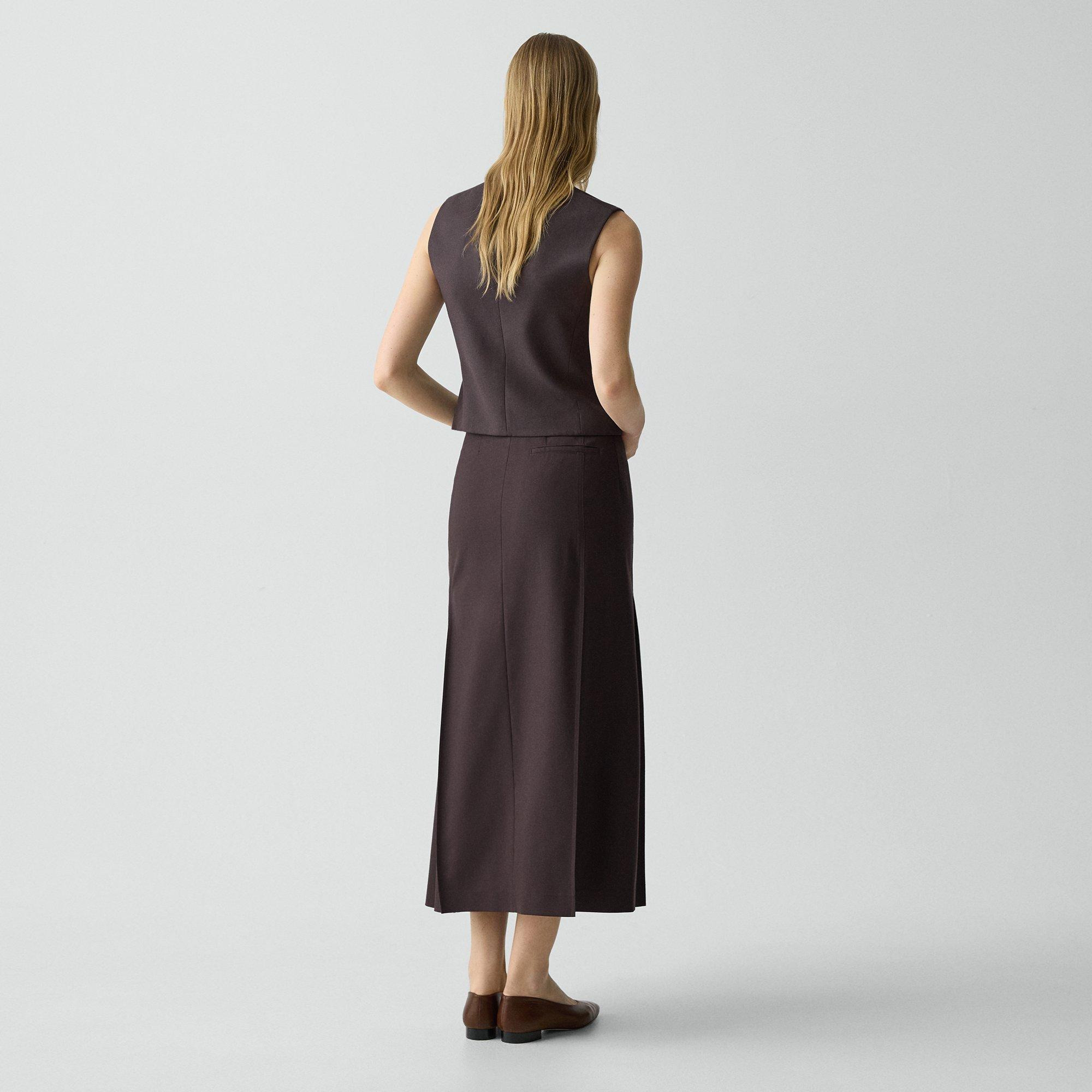Pleated Maxi Skirt in Wool-Blend Flannel - 4