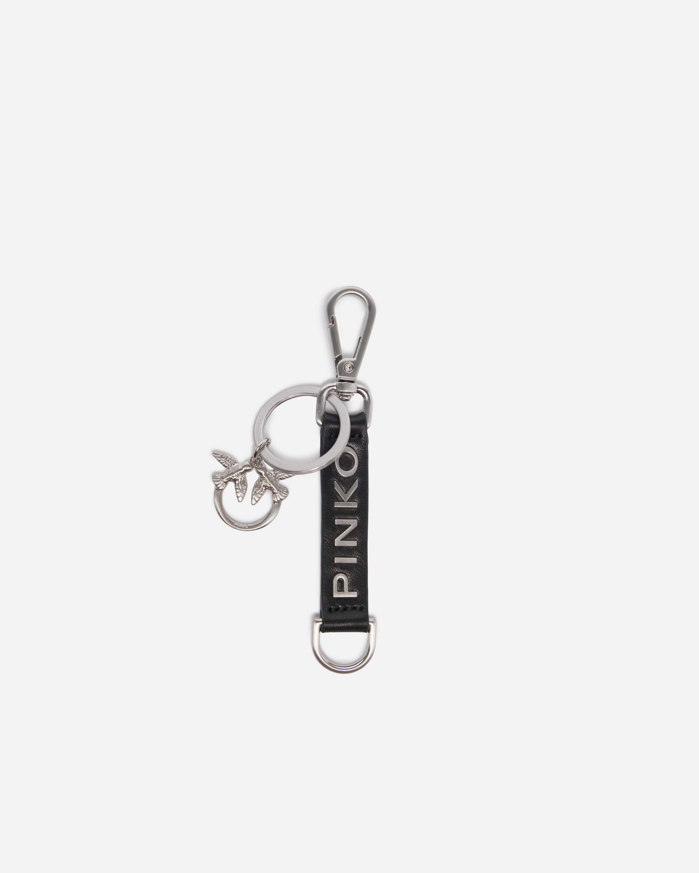 FAUX LEATHER LOGO AND BIRDS KEYRING - 1