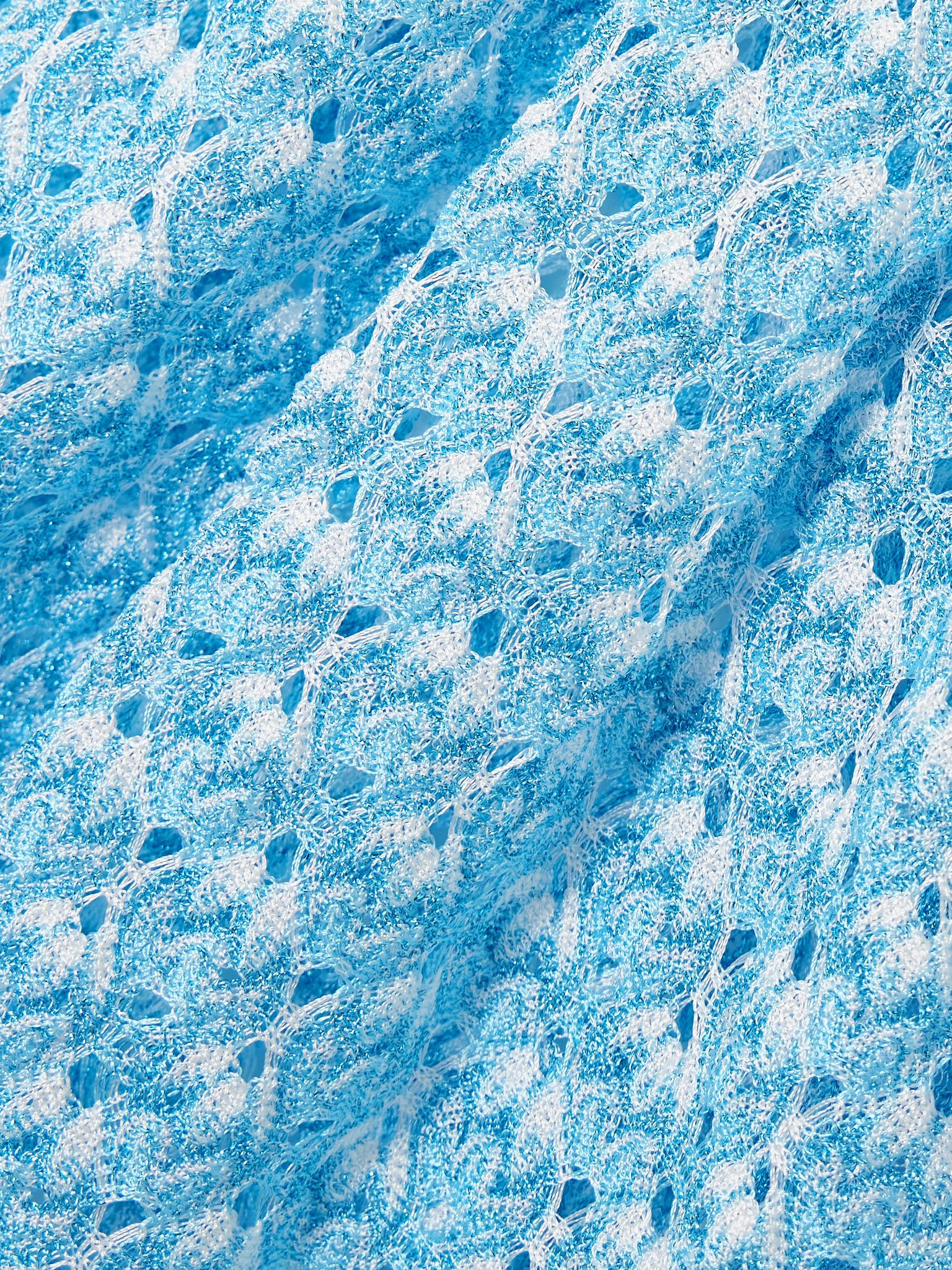 Mare metallic crochet-knit swimsuit Blue - 4