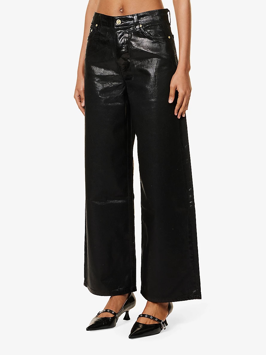 Wide-leg high-rise organic-denim jeans - 3