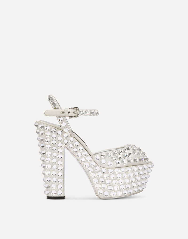 Satin platforms with fusible rhinestones 1