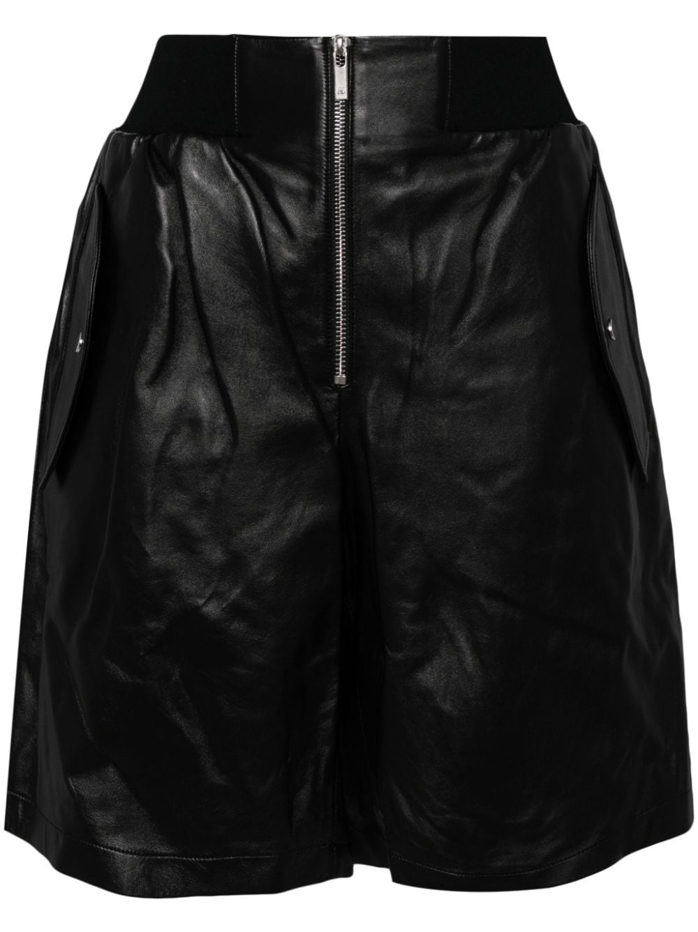 zip-up leather shorts - 1