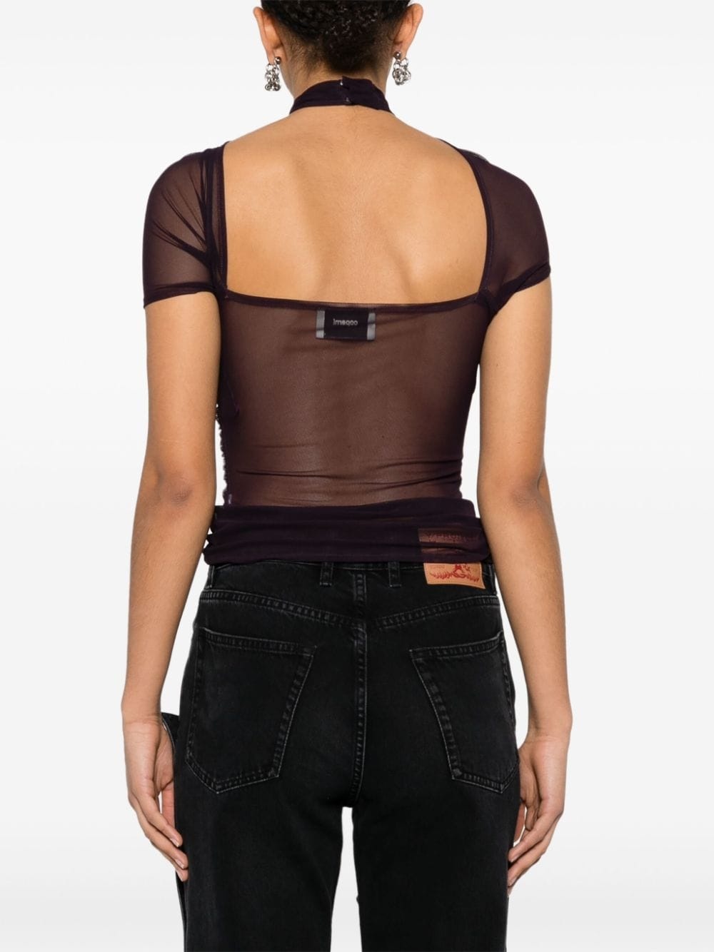 asymmetric draped mesh top - 4
