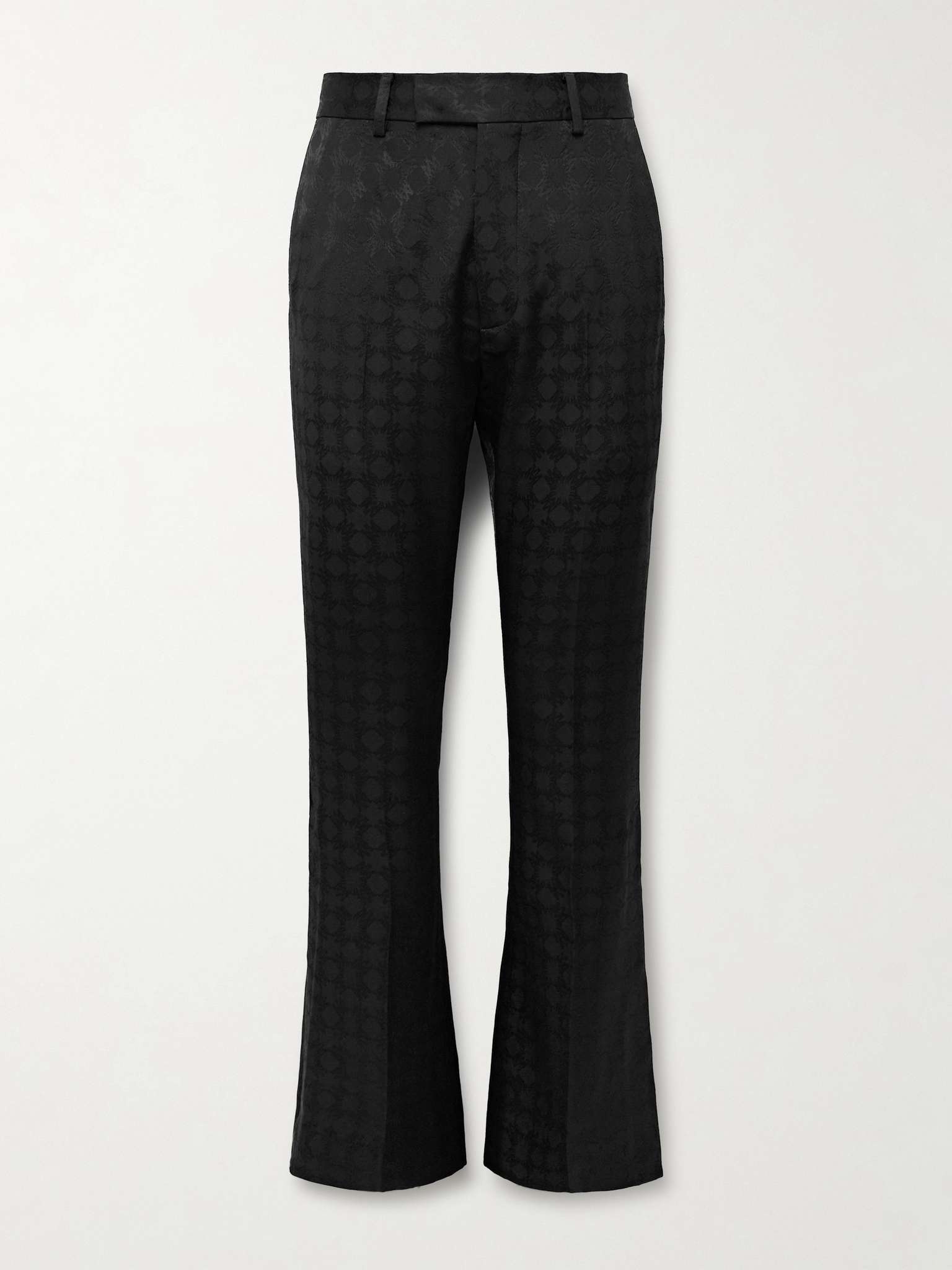 Quad Kick Slim-Fit Flared Satin-Jacquard Suit Trousers - 1