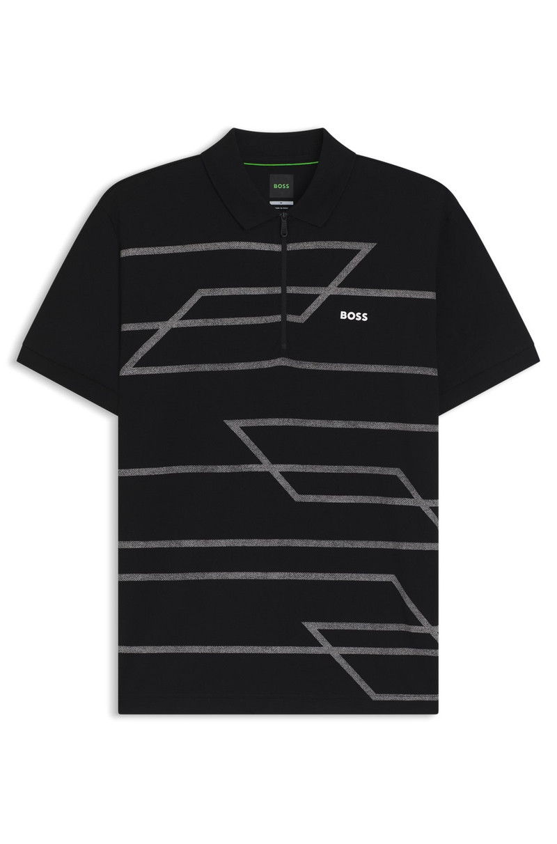 SLIM-FIT POLO SHIRT IN OXFORD COTTON WITH PRINTED FRONT PANEL 1